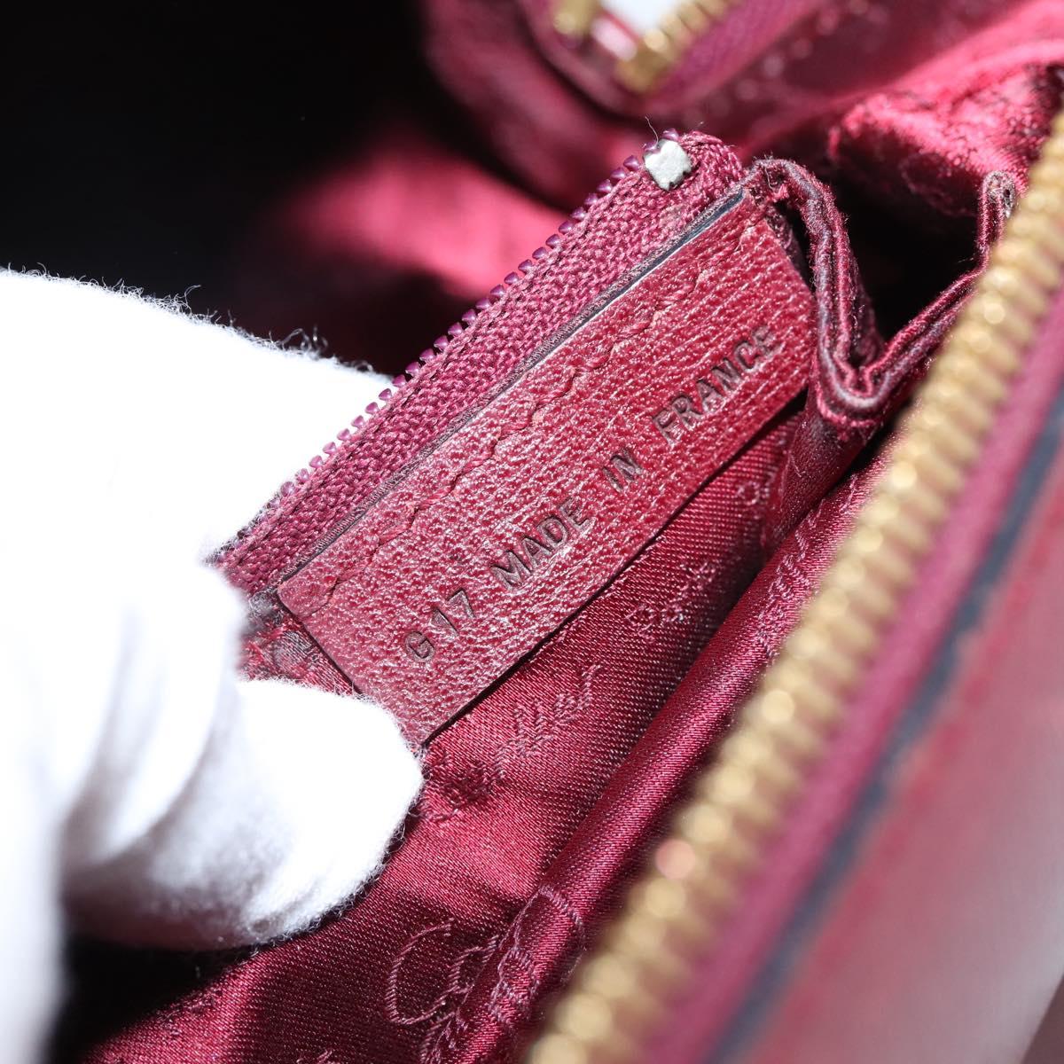 Cartier Must Line Boston Bag Leather Bordeaux Gold Auth ka6637
