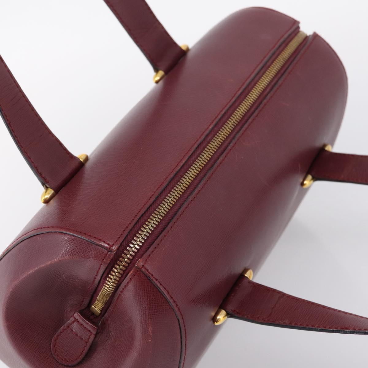 Cartier Must Line Boston Bag Leather Bordeaux Gold Auth ka6637