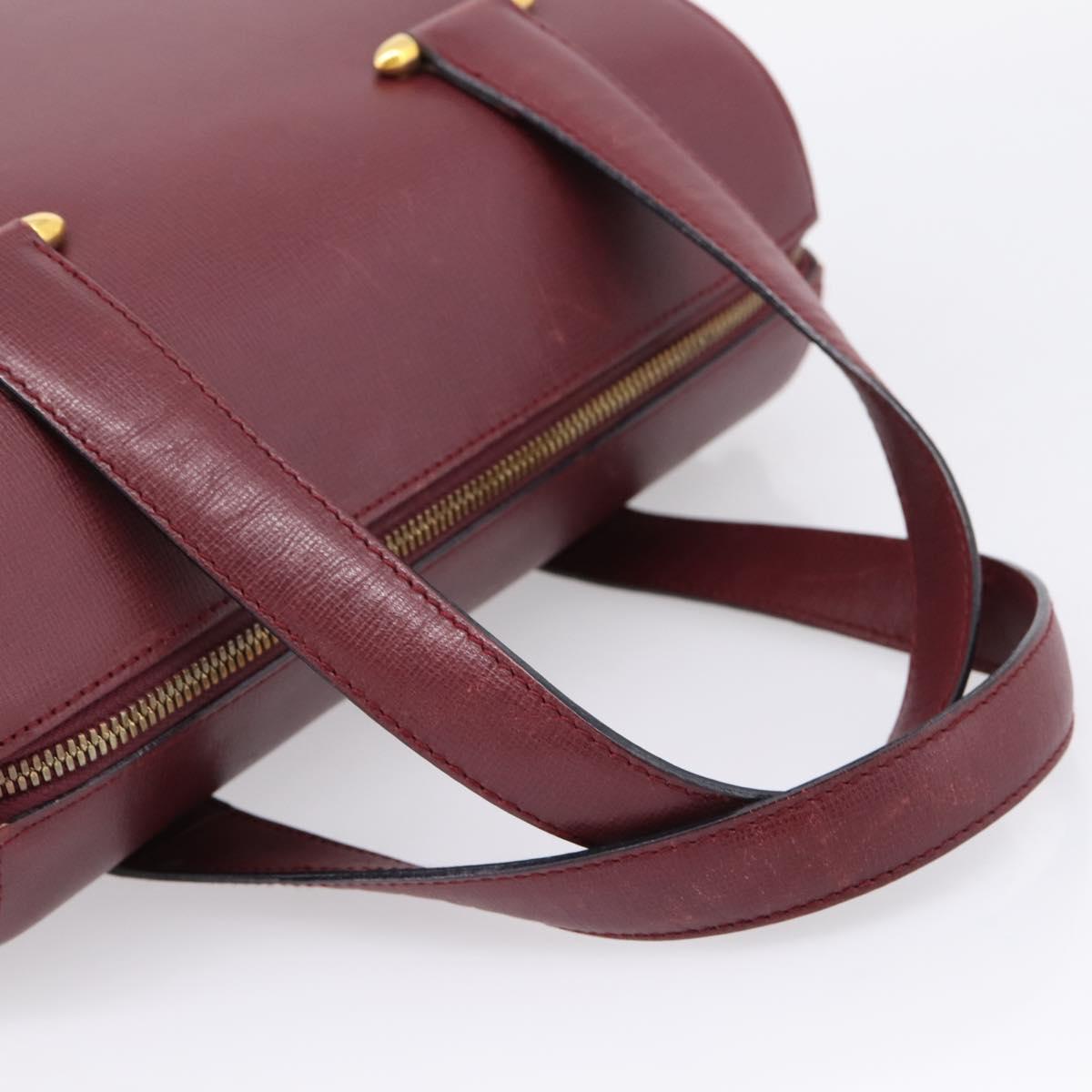 Cartier Must Line Boston Bag Leather Bordeaux Gold Auth ka6637