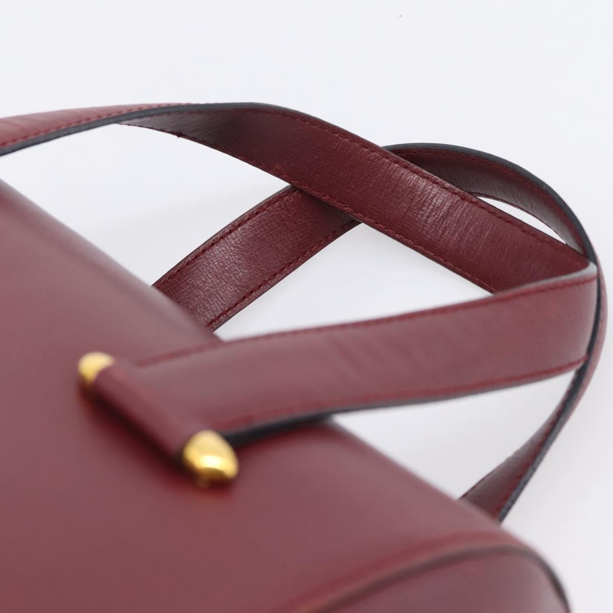 Cartier Must Line Boston Bag Leather Bordeaux Gold Auth ka6637