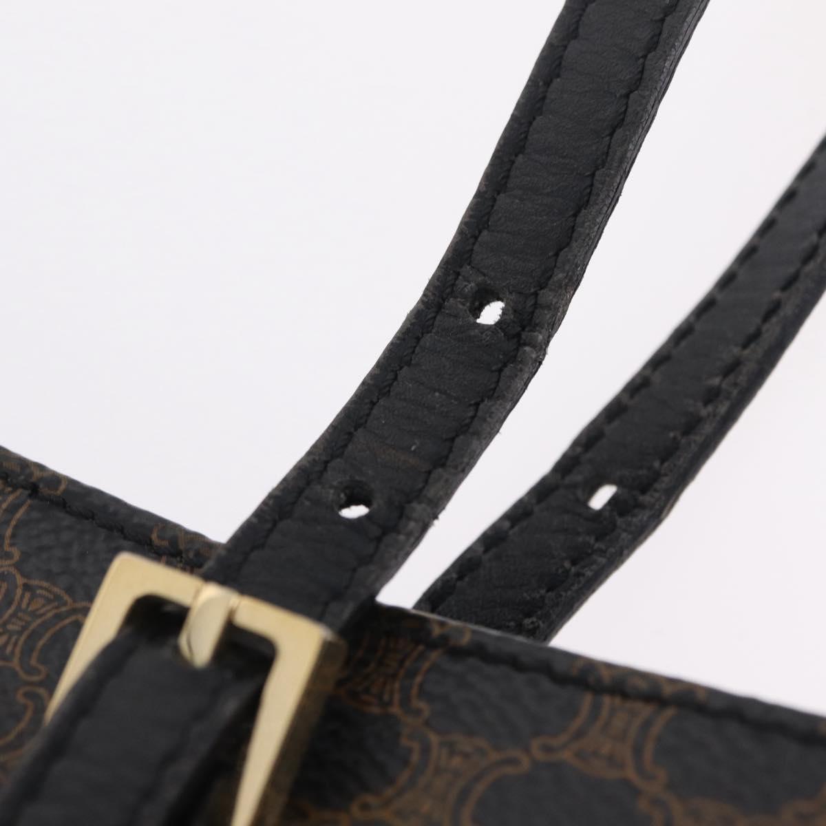 CELINE Macadam Canvas Tote Bag PVC Leather Black Gold Auth ka6639