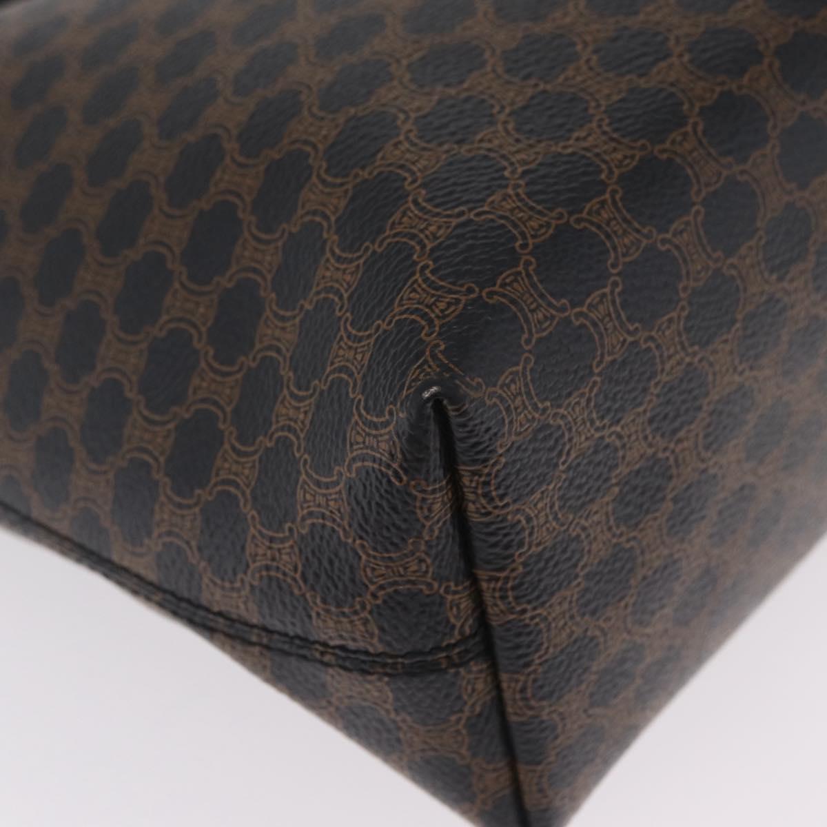 CELINE Macadam Canvas Tote Bag PVC Leather Black Gold Auth ka6639