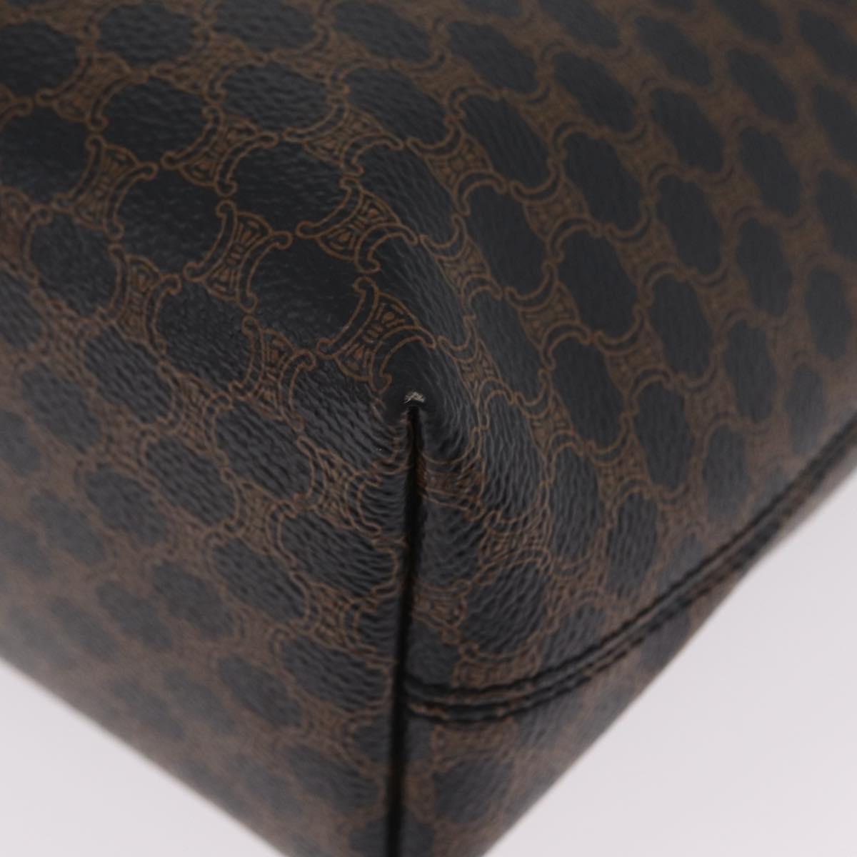 CELINE Macadam Canvas Tote Bag PVC Leather Black Gold Auth ka6639