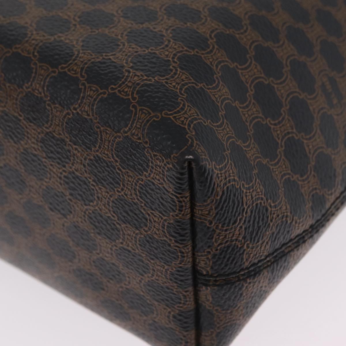 CELINE Macadam Canvas Tote Bag PVC Leather Black Gold Auth ka6639