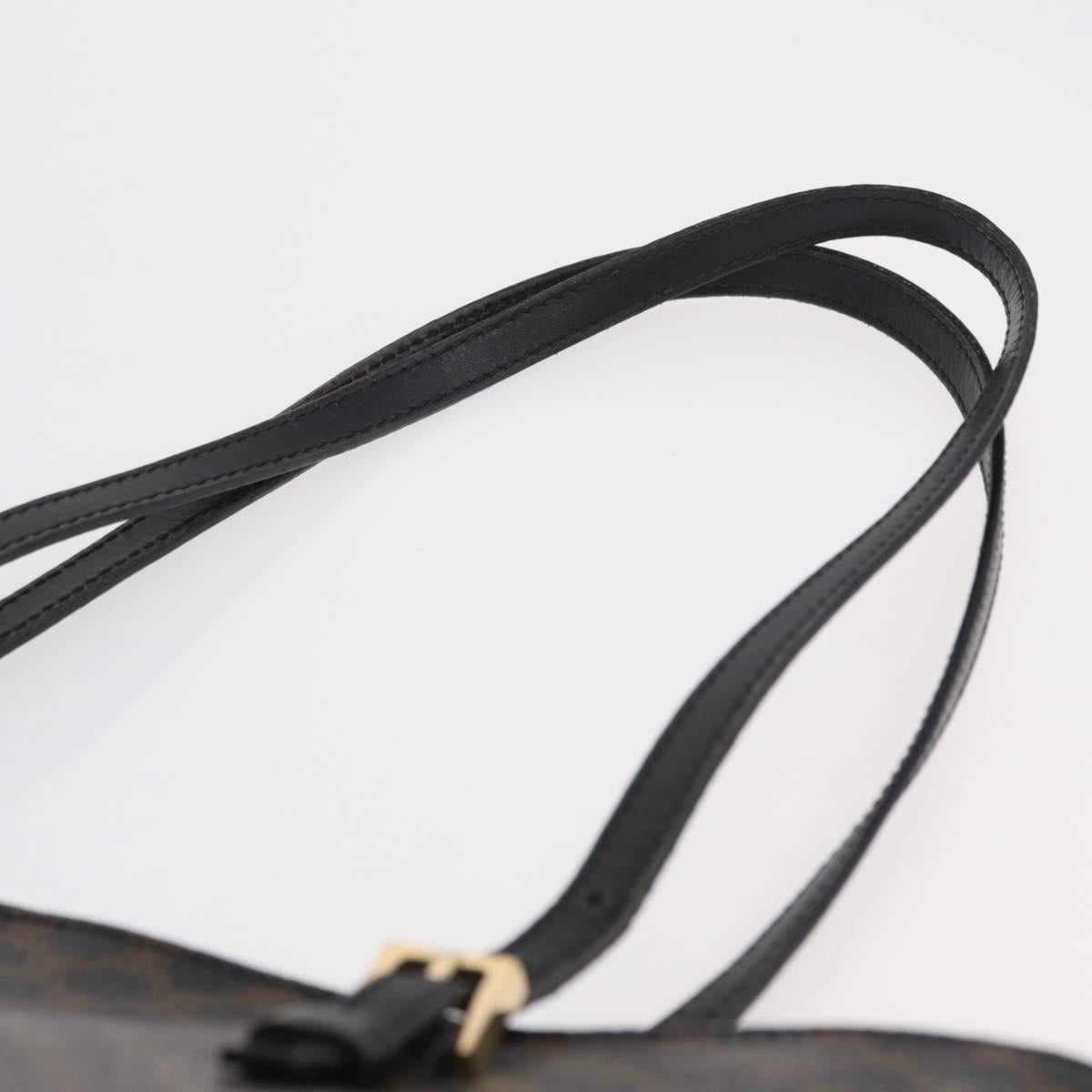CELINE Macadam Canvas Tote Bag PVC Leather Black Gold Auth ka6639