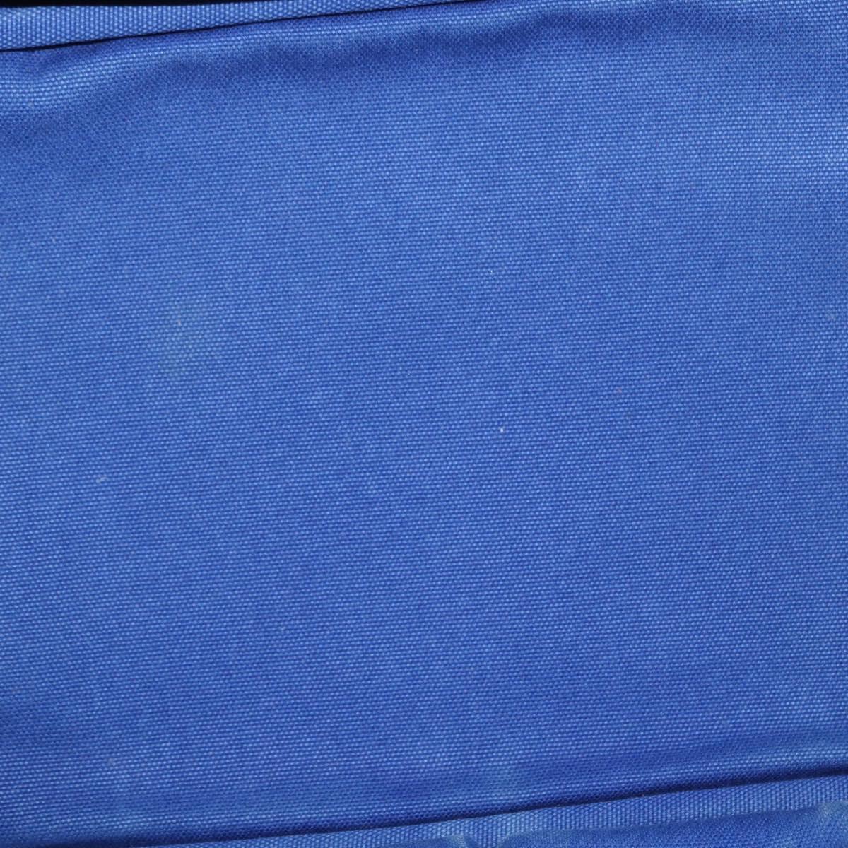 PRADA Canapa MM Hand Bag Canvas Blue Gold Auth ka664