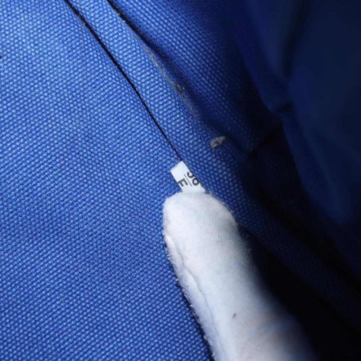 PRADA Canapa MM Hand Bag Canvas Blue Gold Auth ka664