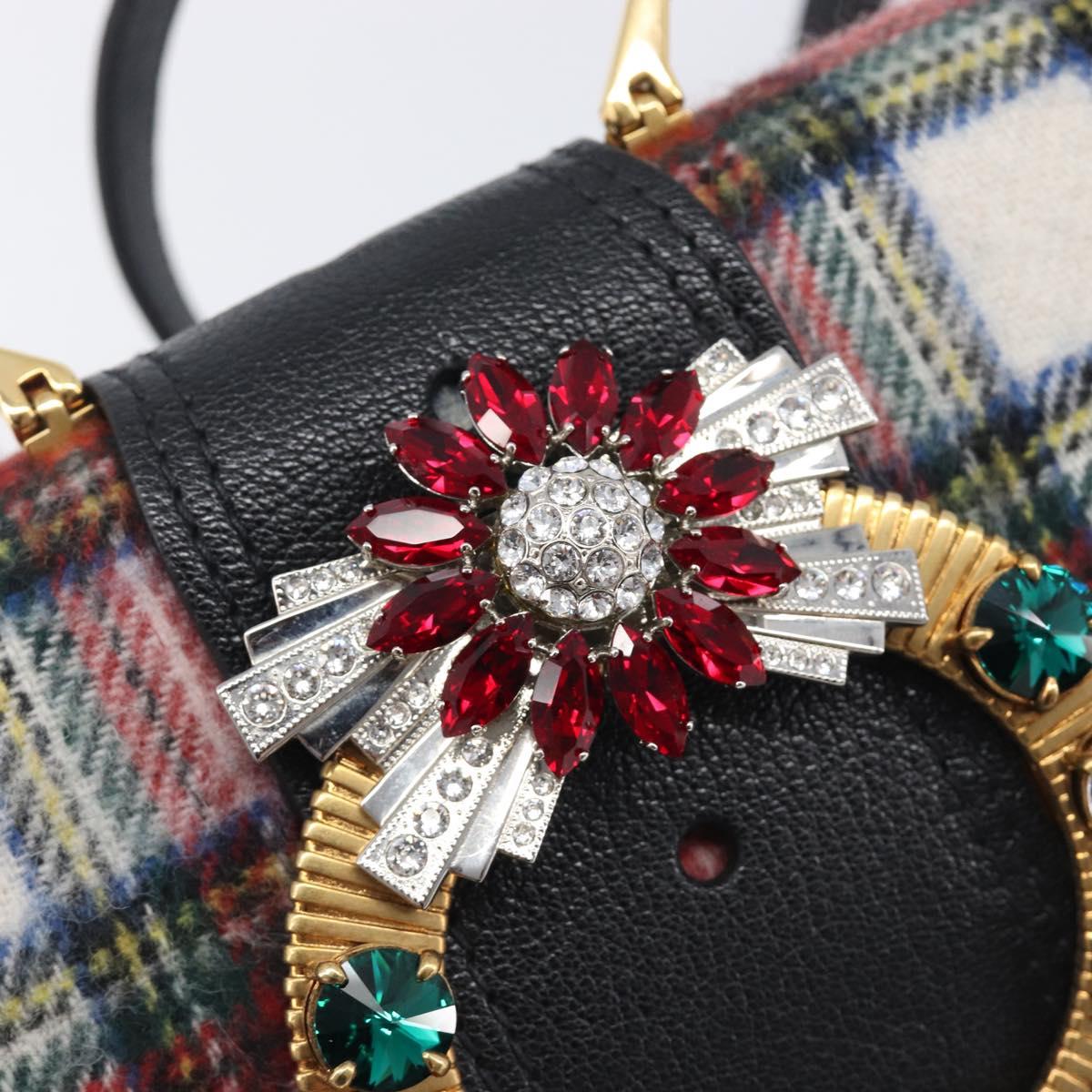 Miu Miu Bijoux Shoulder Bag Wool Red Gold Auth ka6640V