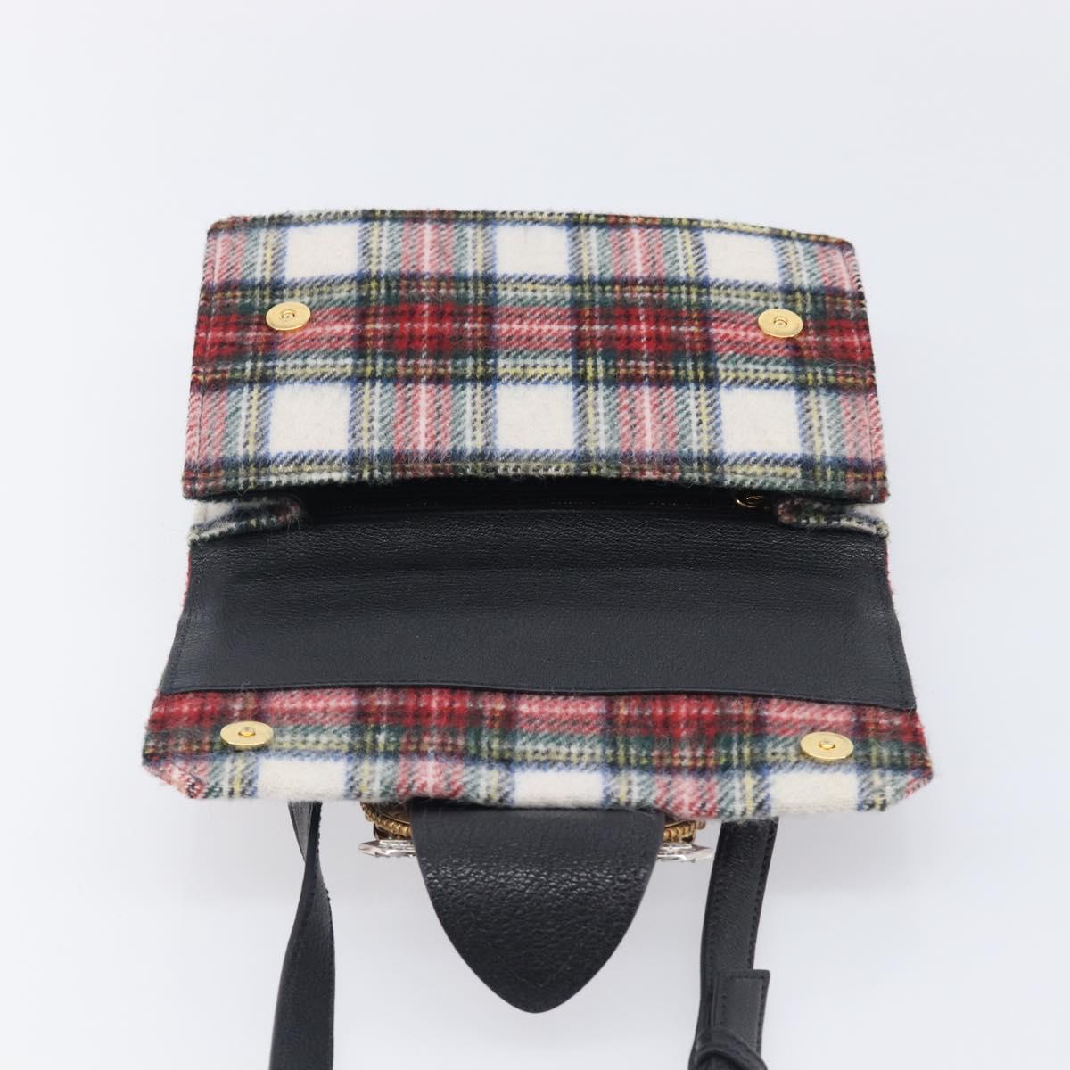 Miu Miu Bijoux Shoulder Bag Wool Red Gold Auth ka6640V