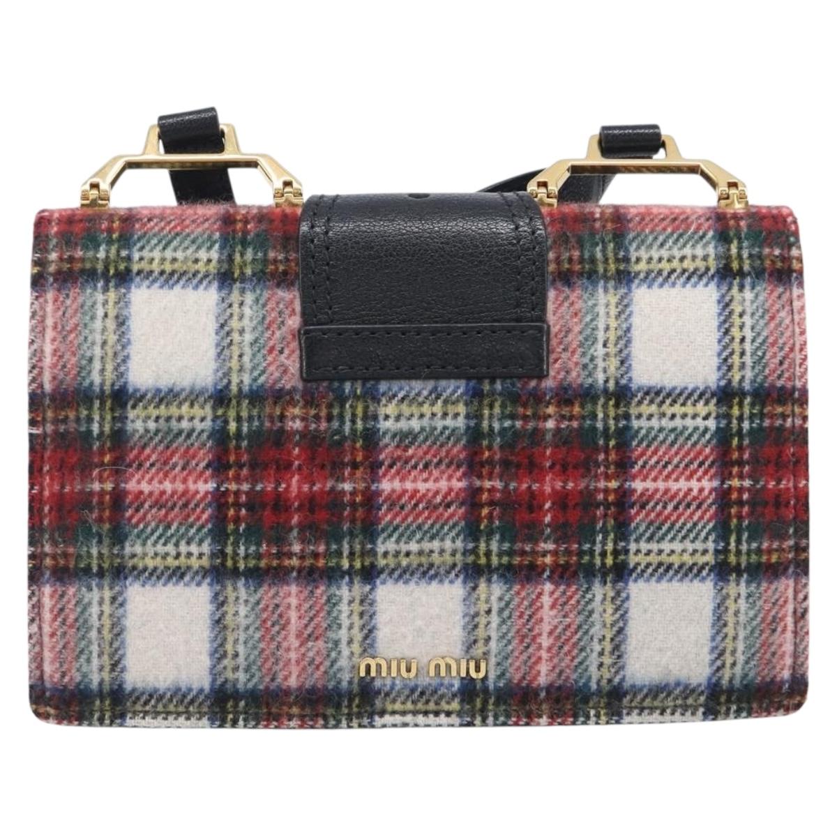 Miu Miu Bijoux Shoulder Bag Wool Red Gold Auth ka6640V