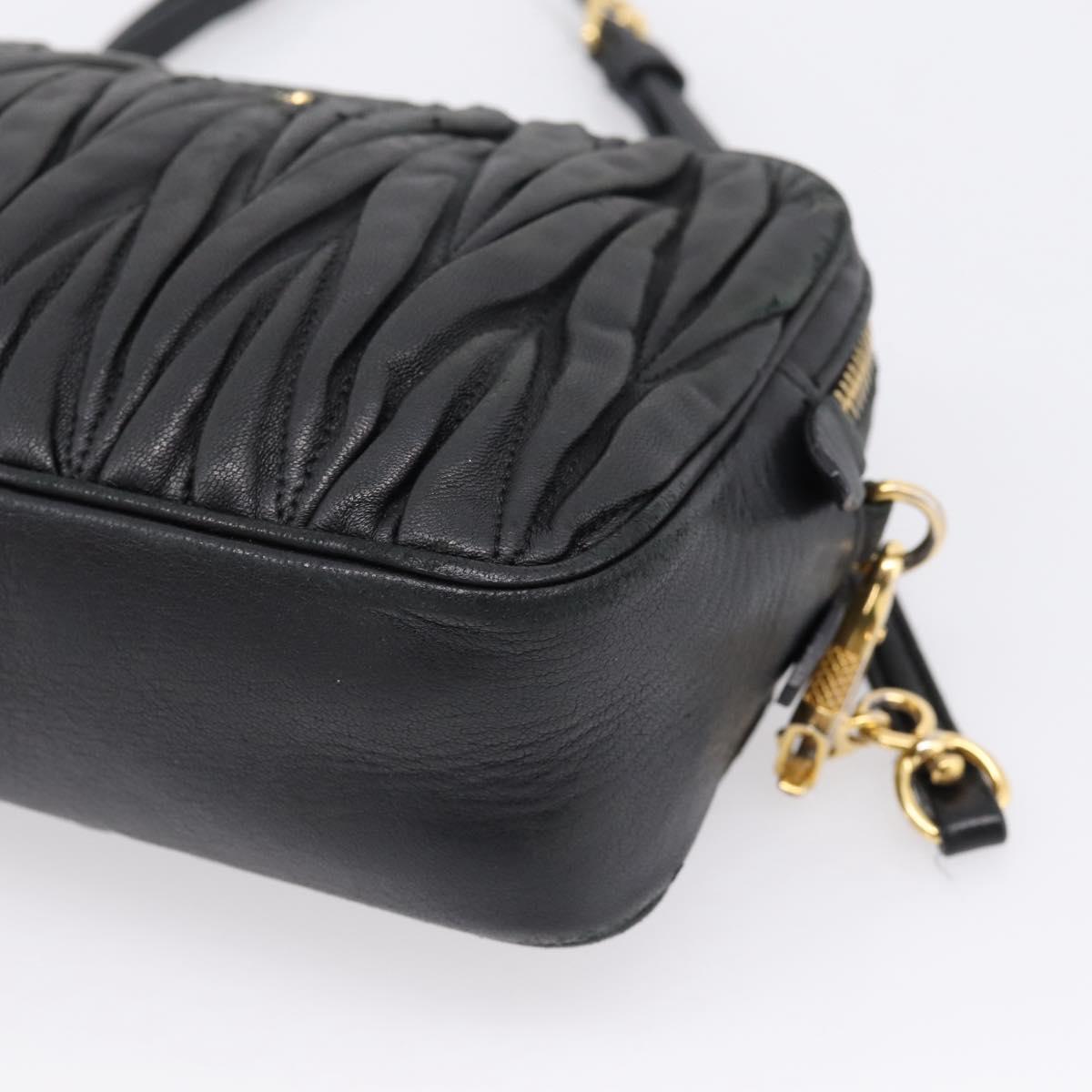 Miu Miu Matelasse Shoulder Bag Leather Black Gold Auth ka6641