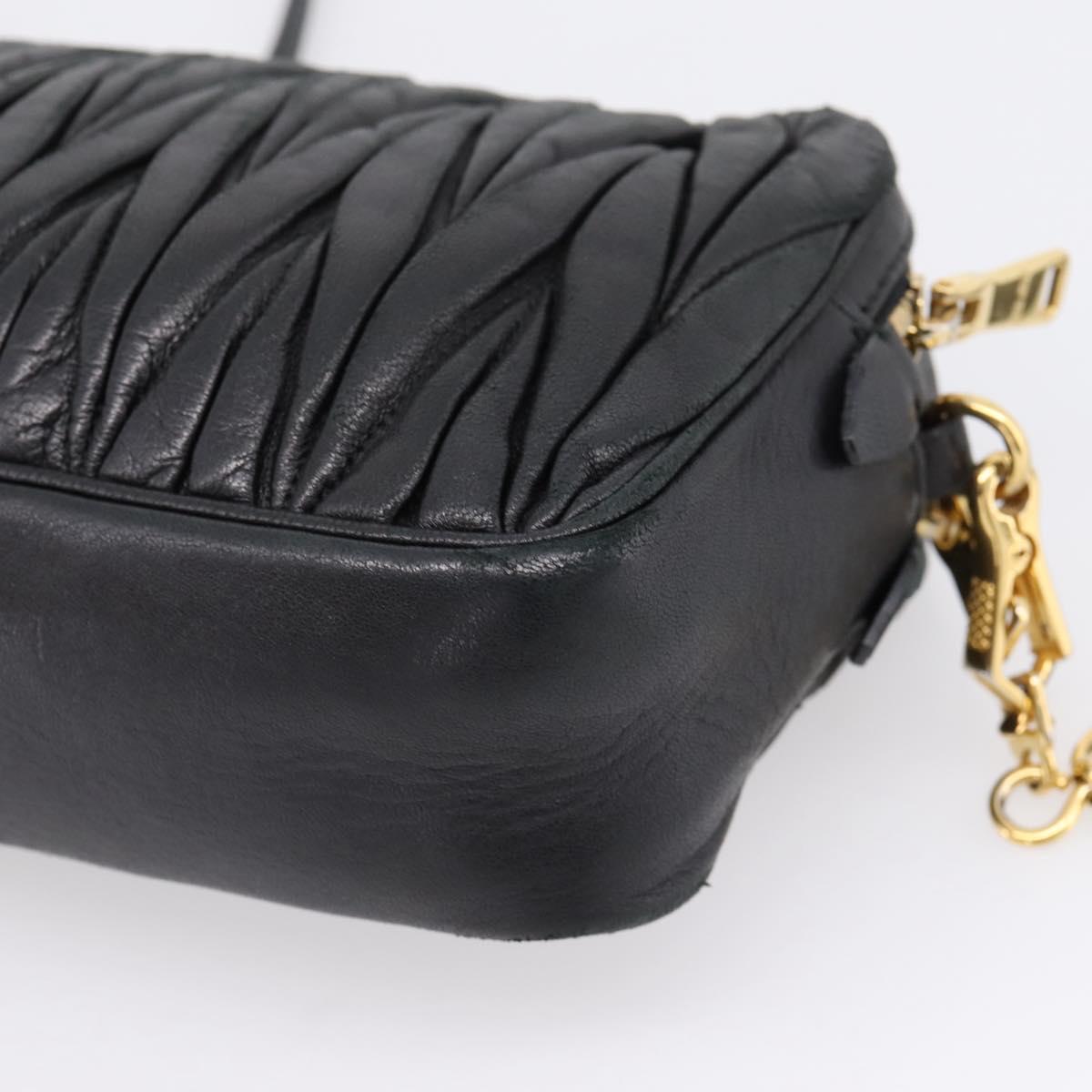 Miu Miu Matelasse Shoulder Bag Leather Black Gold Auth ka6641