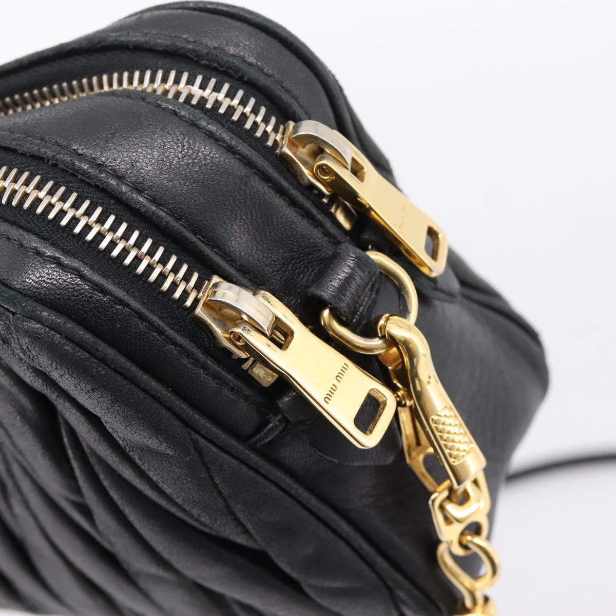 Miu Miu Matelasse Shoulder Bag Leather Black Gold Auth ka6641