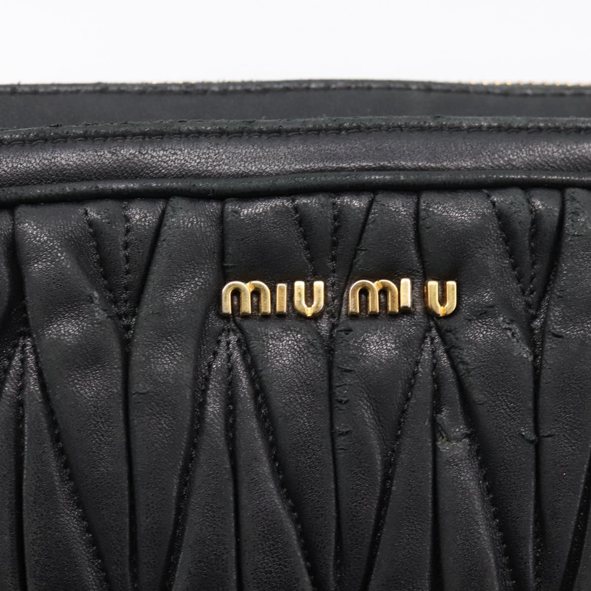 Miu Miu Matelasse Shoulder Bag Leather Black Gold Auth ka6641