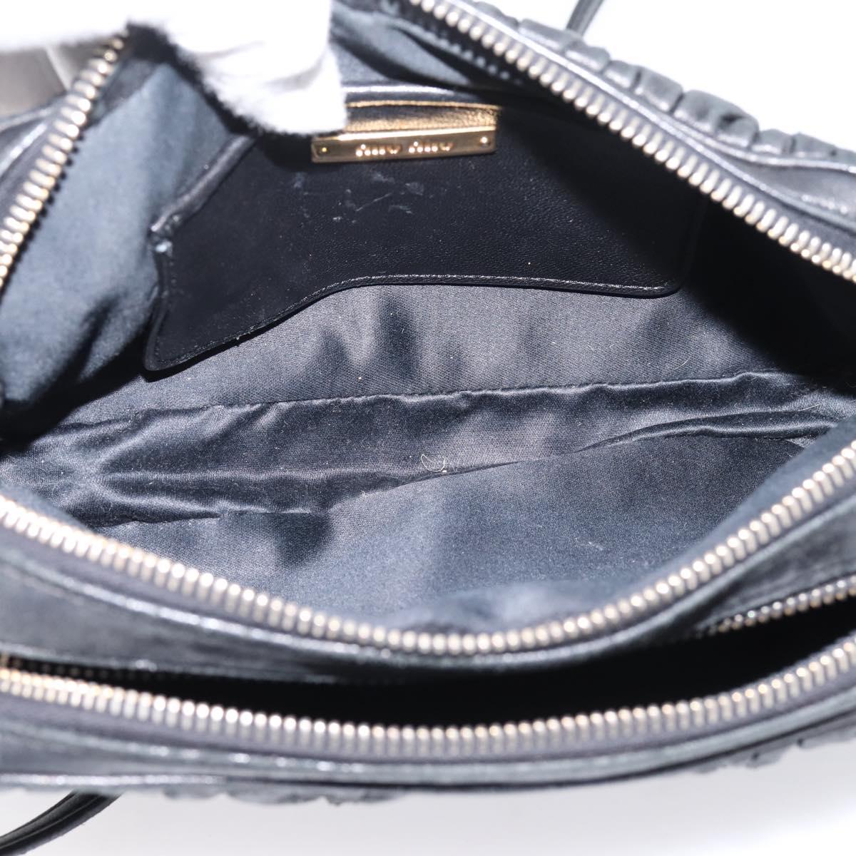 Miu Miu Matelasse Shoulder Bag Leather Black Gold Auth ka6641