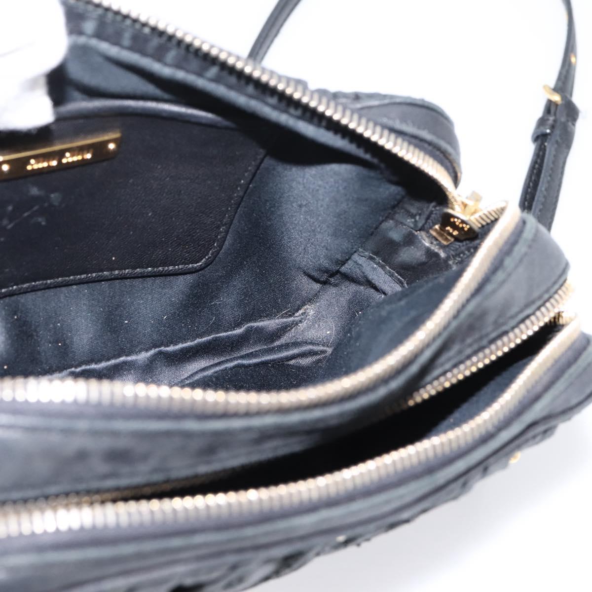 Miu Miu Matelasse Shoulder Bag Leather Black Gold Auth ka6641