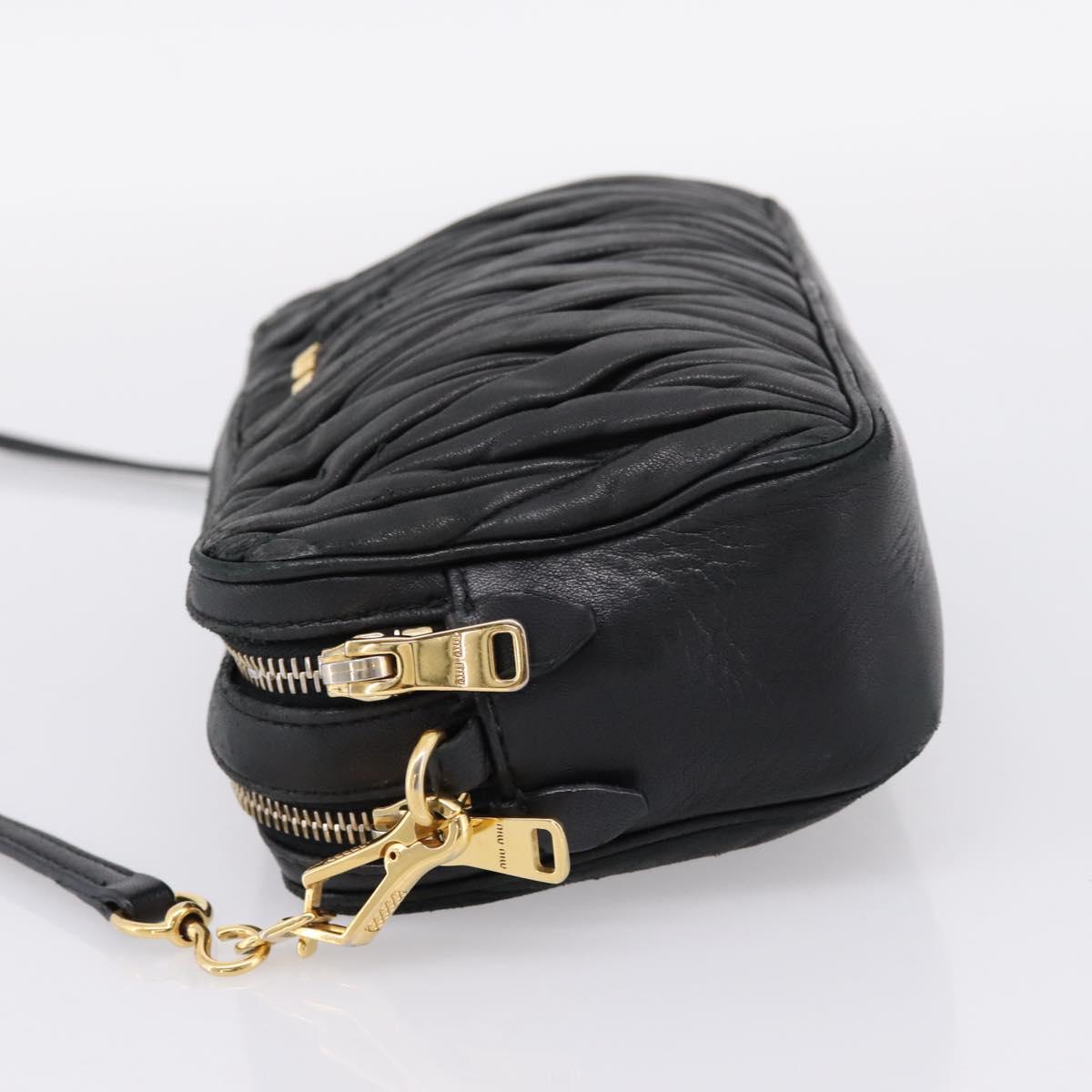 Miu Miu Matelasse Shoulder Bag Leather Black Gold Auth ka6641