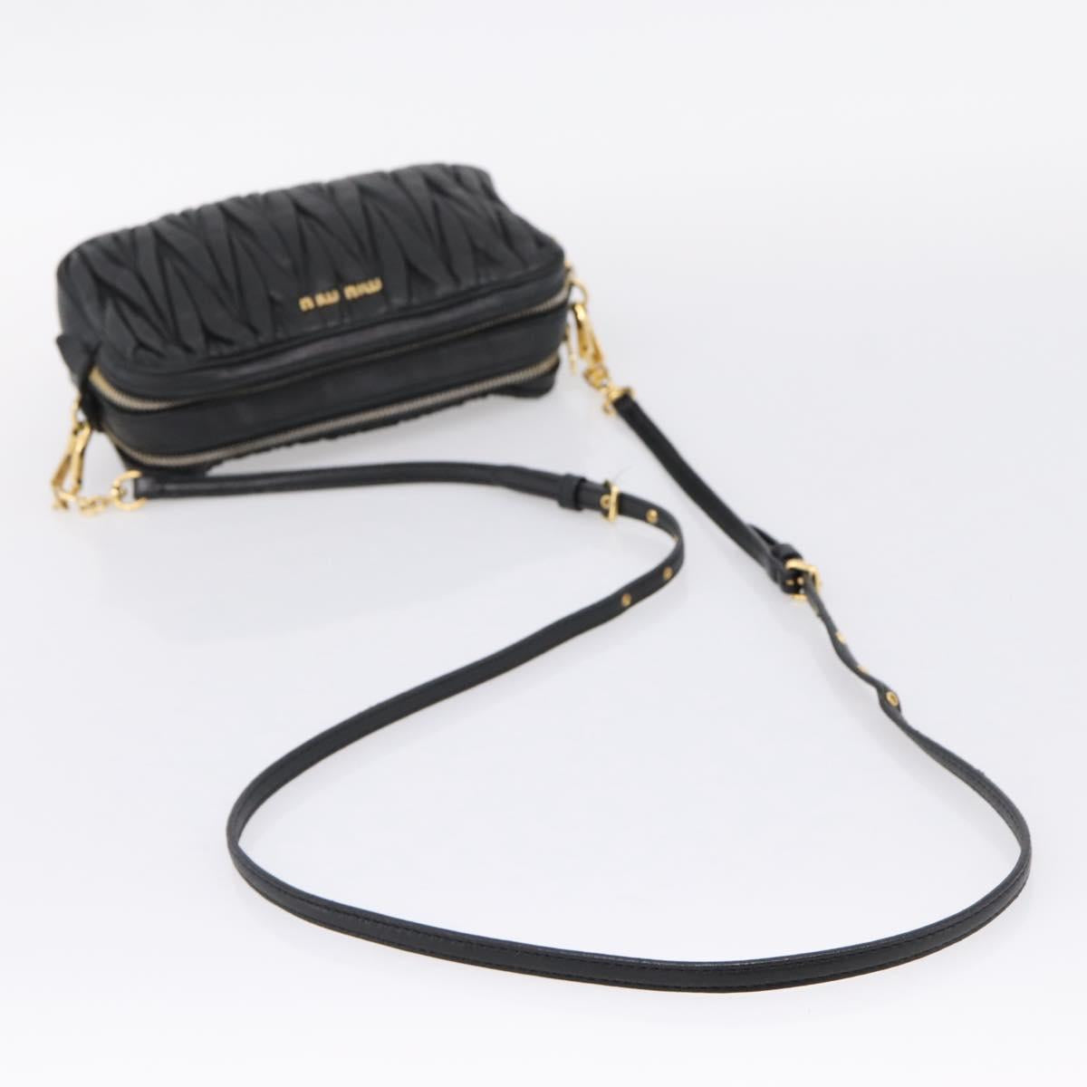 Miu Miu Matelasse Shoulder Bag Leather Black Gold Auth ka6641