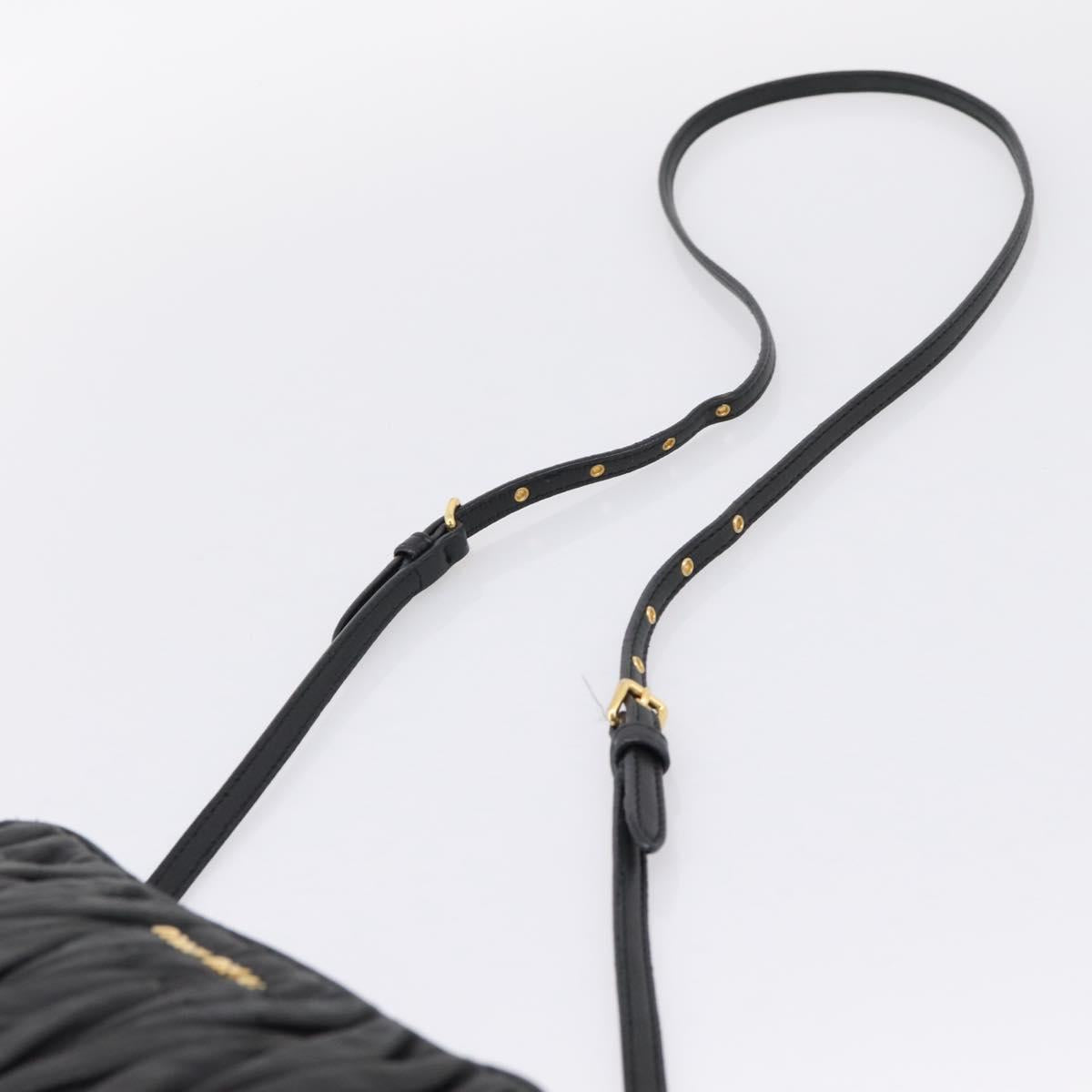 Miu Miu Matelasse Shoulder Bag Leather Black Gold Auth ka6641