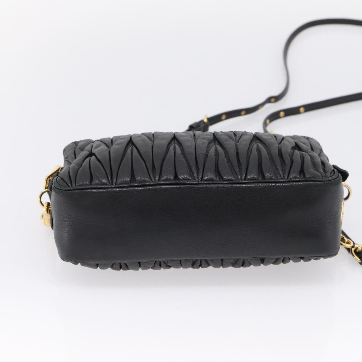 Miu Miu Matelasse Shoulder Bag Leather Black Gold Auth ka6641