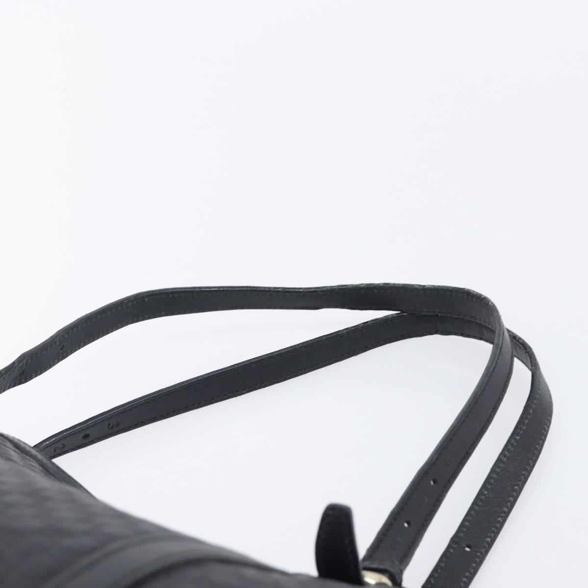 GUCCI Micro GG Canvas Guccissima Tote Bag Leather Black Gold 449647 Auth ka6642