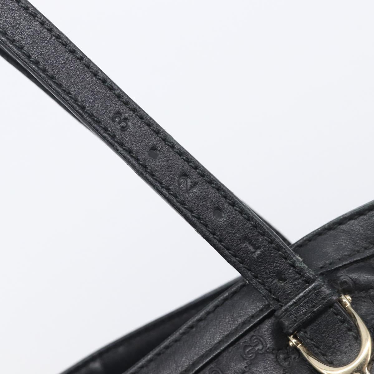 GUCCI Micro GG Canvas Guccissima Tote Bag Leather Black Gold 449647 Auth ka6642