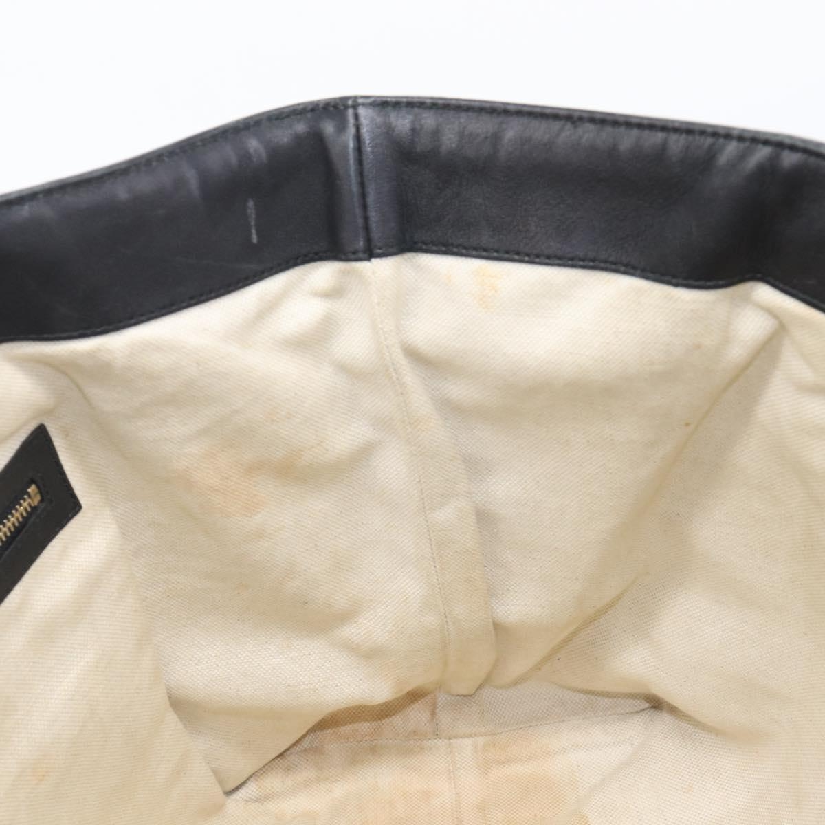 GUCCI Micro GG Canvas Guccissima Tote Bag Leather Black Gold 449647 Auth ka6642