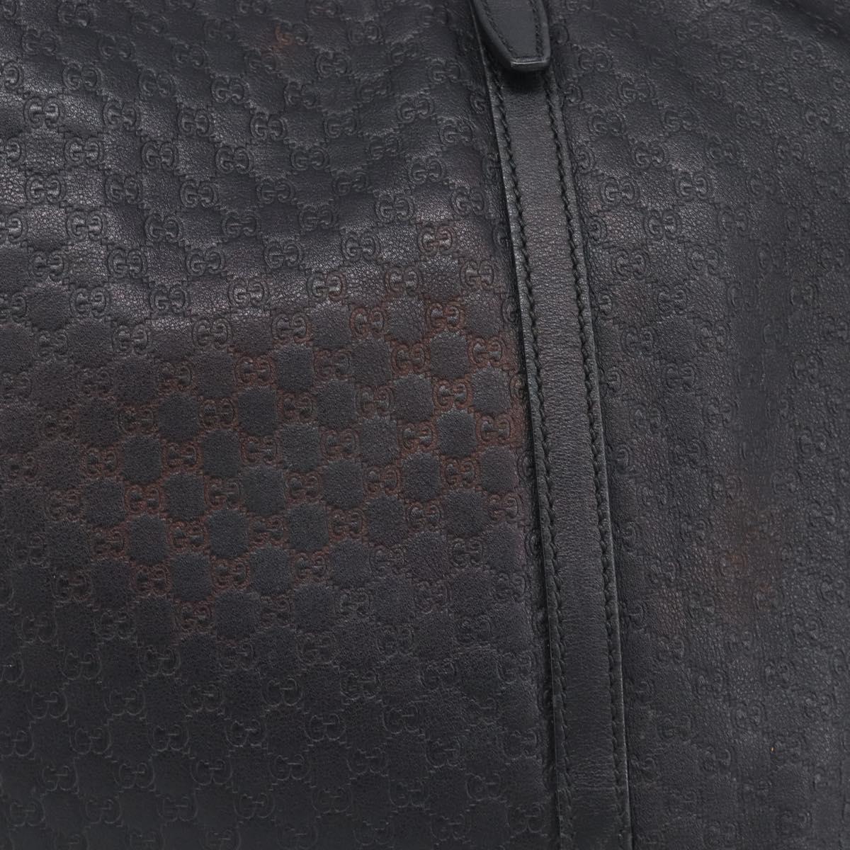 GUCCI Micro GG Canvas Guccissima Tote Bag Leather Black Gold 449647 Auth ka6642