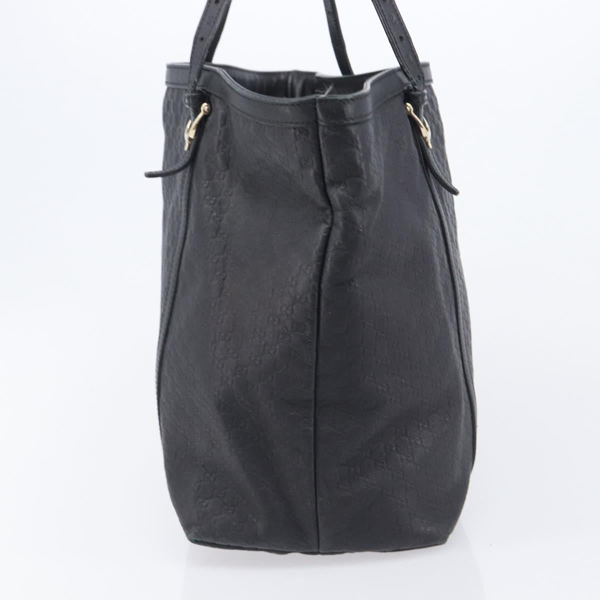 GUCCI Micro GG Canvas Guccissima Tote Bag Leather Black Gold 449647 Auth ka6642