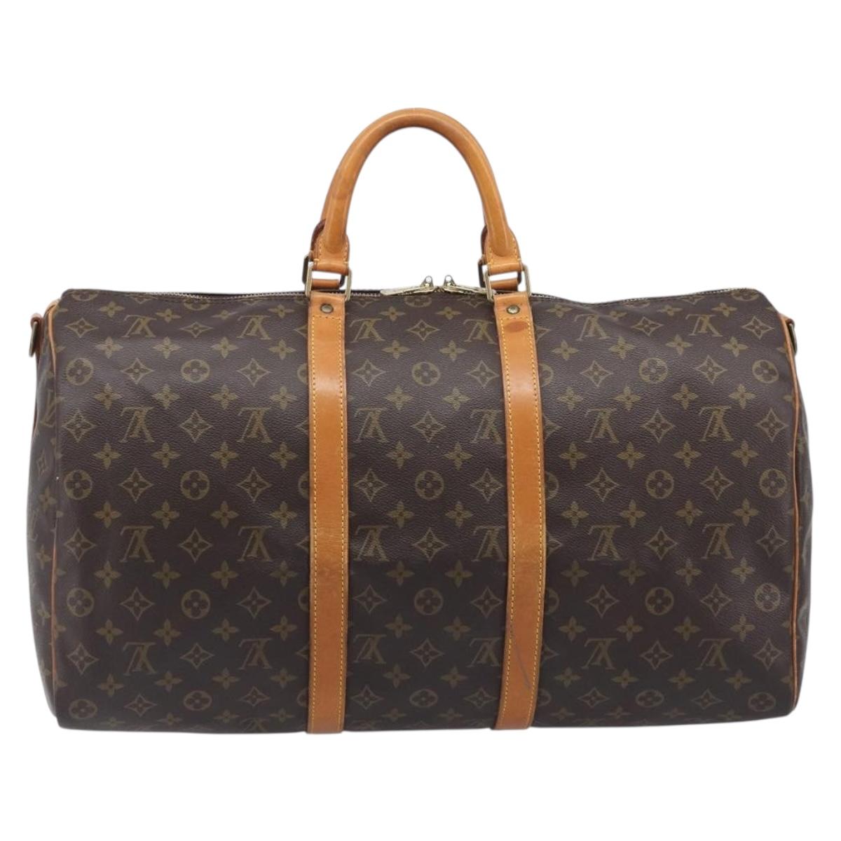 LOUIS VUITTON Monogram Keepall Bandouliere 50 Boston Bag M41416 LV Auth ka6643