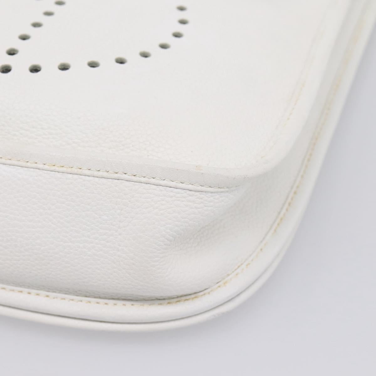 HERMES Evelyn 1GM Shoulder Bag Togo White Silver Auth ka6646V