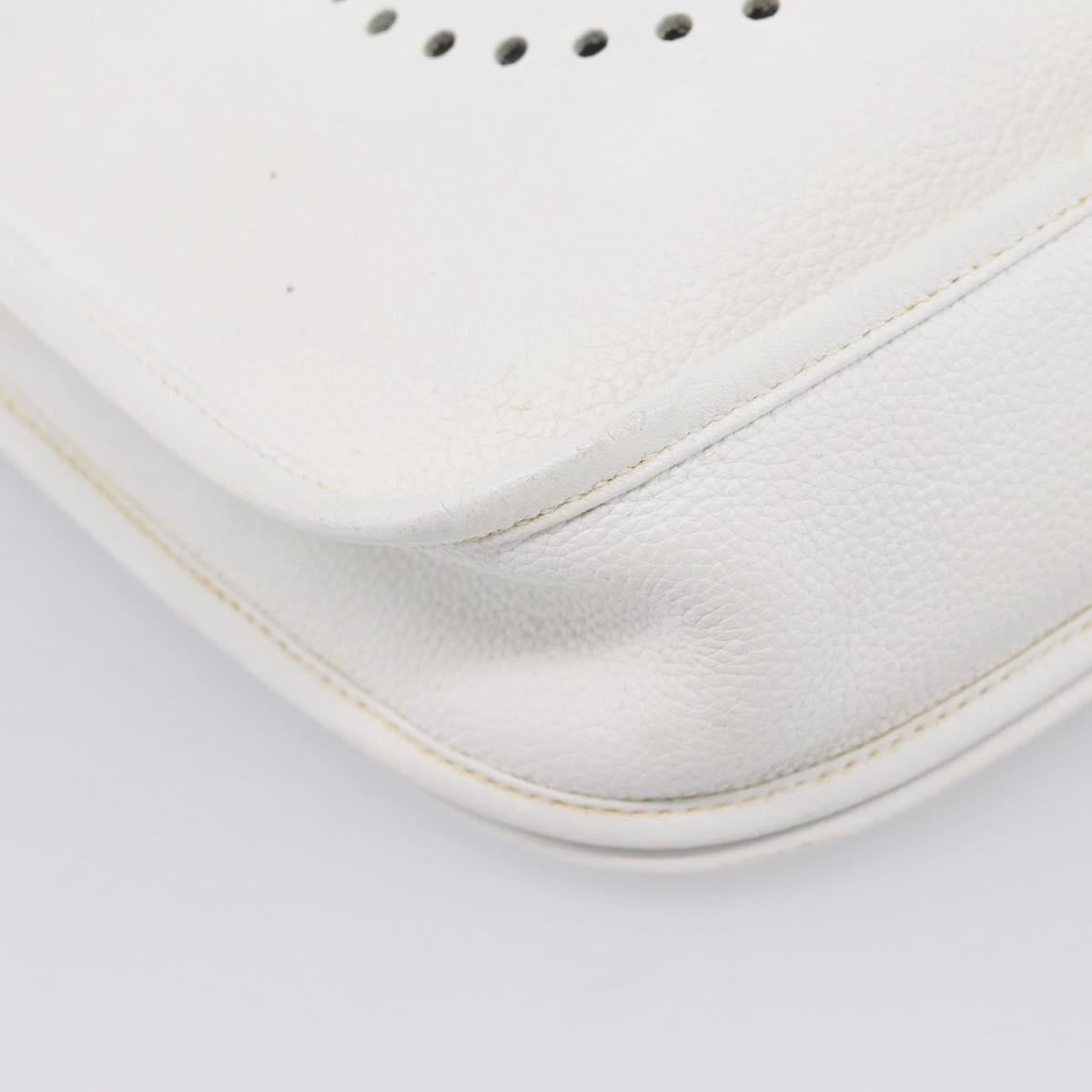 HERMES Evelyn 1GM Shoulder Bag Togo White Silver Auth ka6646V