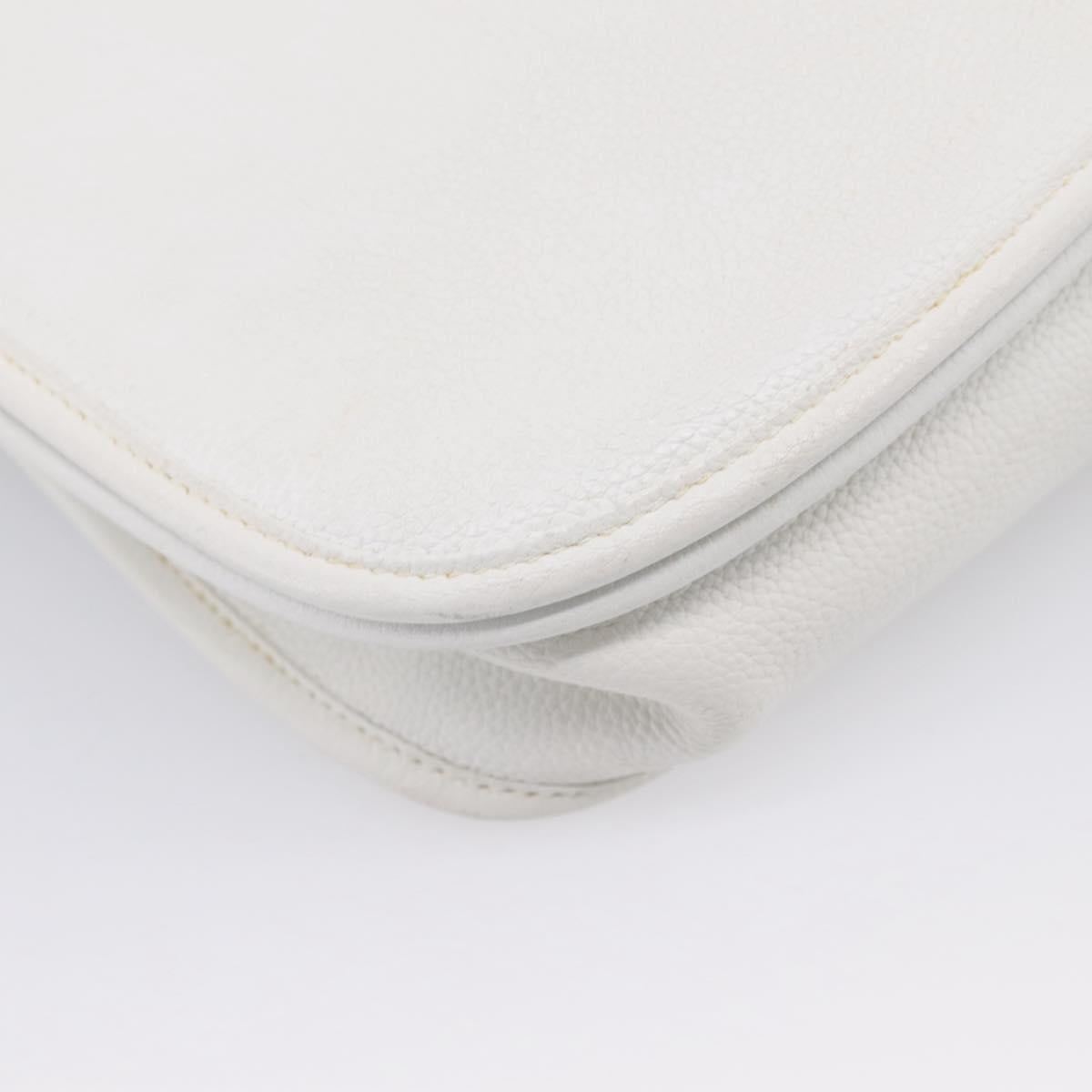HERMES Evelyn 1GM Shoulder Bag Togo White Silver Auth ka6646V