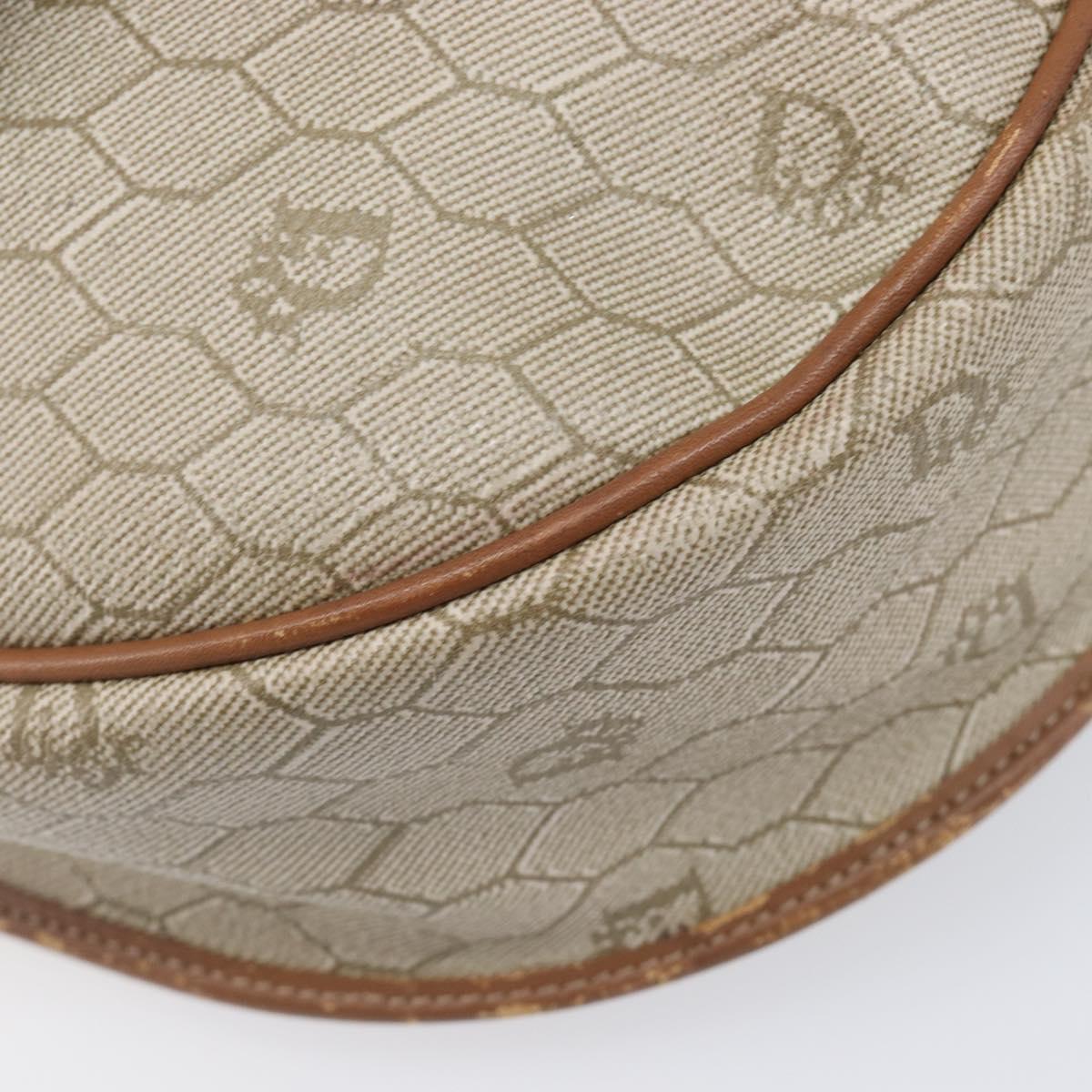 Christian Dior Honeycomb Canvas Shoulder Bag PVC Beige Gold Auth ka6648