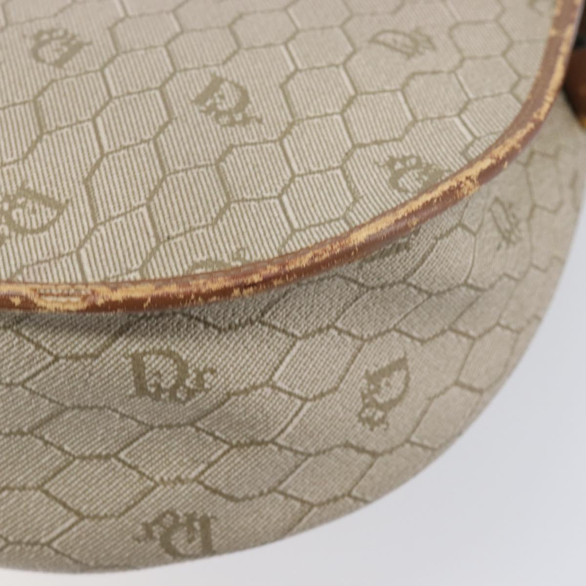 Christian Dior Honeycomb Canvas Shoulder Bag PVC Beige Gold Auth ka6648