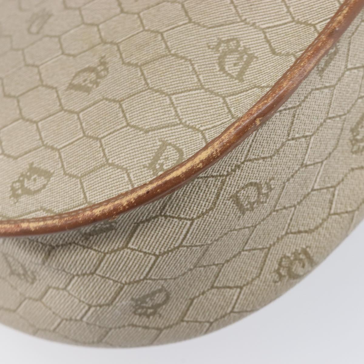 Christian Dior Honeycomb Canvas Shoulder Bag PVC Beige Gold Auth ka6648
