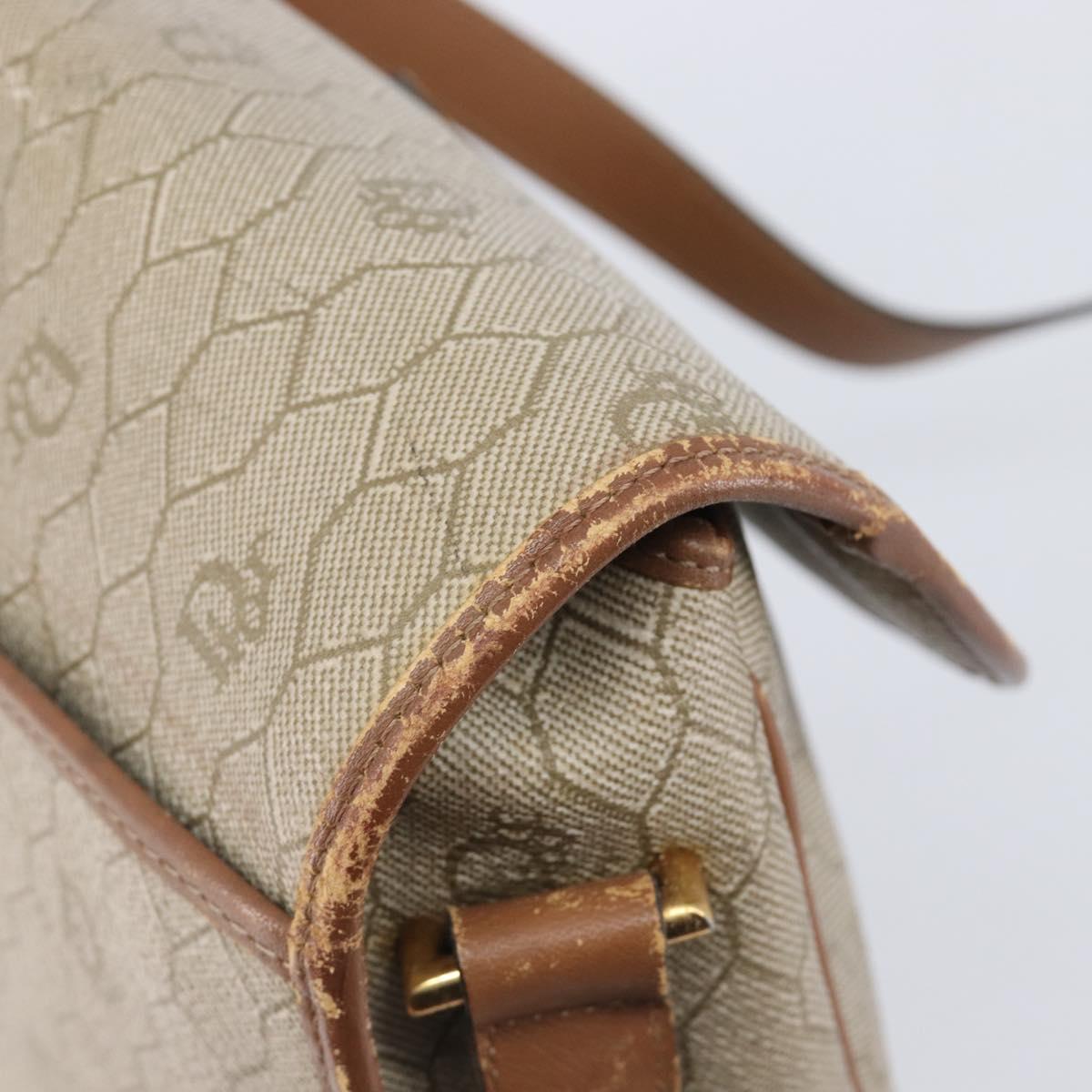 Christian Dior Honeycomb Canvas Shoulder Bag PVC Beige Gold Auth ka6648