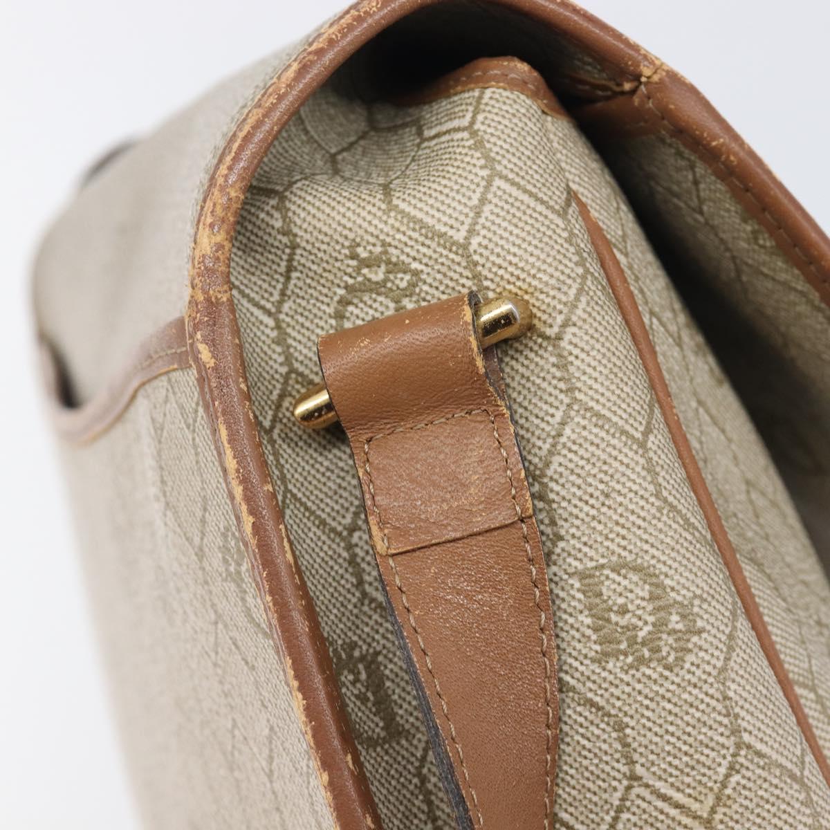 Christian Dior Honeycomb Canvas Shoulder Bag PVC Beige Gold Auth ka6648