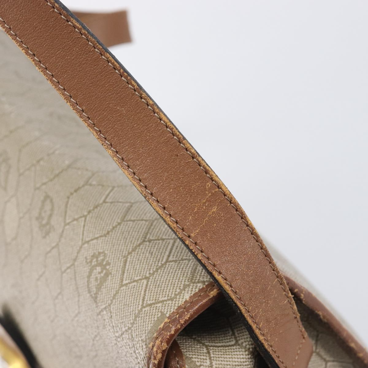 Christian Dior Honeycomb Canvas Shoulder Bag PVC Beige Gold Auth ka6648