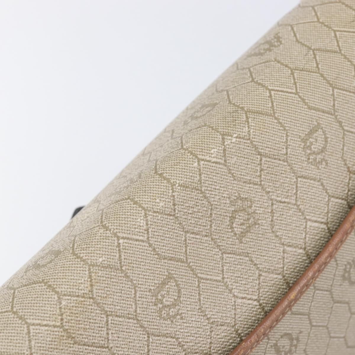 Christian Dior Honeycomb Canvas Shoulder Bag PVC Beige Gold Auth ka6648
