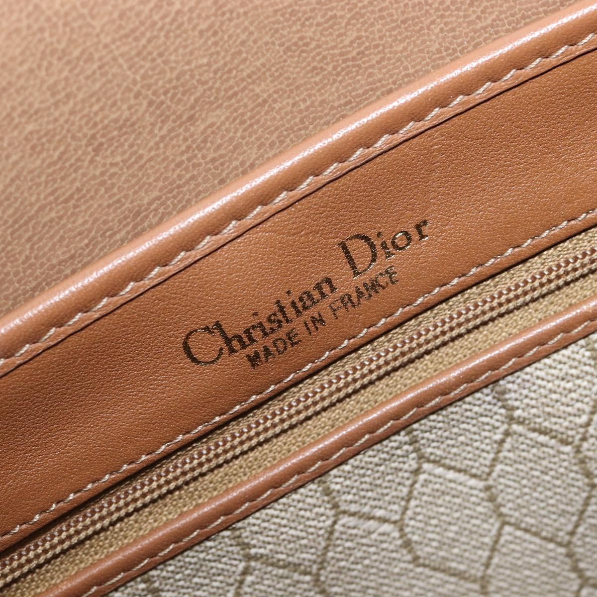 Christian Dior Honeycomb Canvas Shoulder Bag PVC Beige Gold Auth ka6648