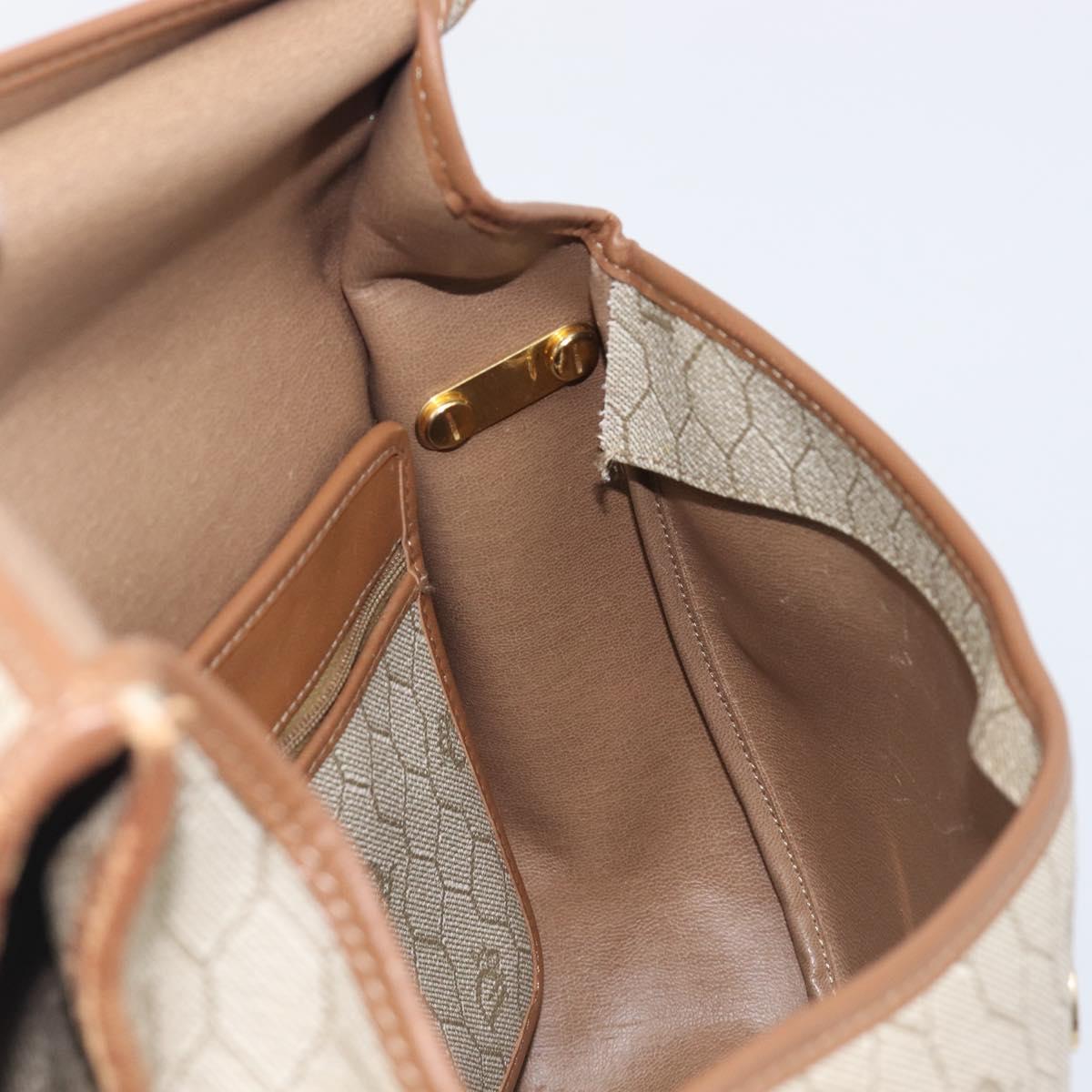 Christian Dior Honeycomb Canvas Shoulder Bag PVC Beige Gold Auth ka6648