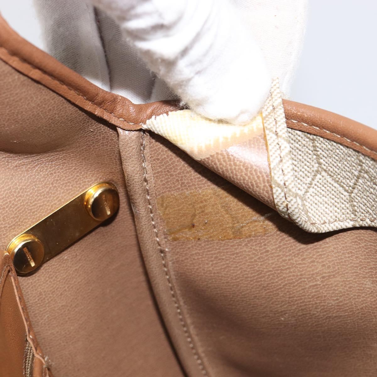Christian Dior Honeycomb Canvas Shoulder Bag PVC Beige Gold Auth ka6648