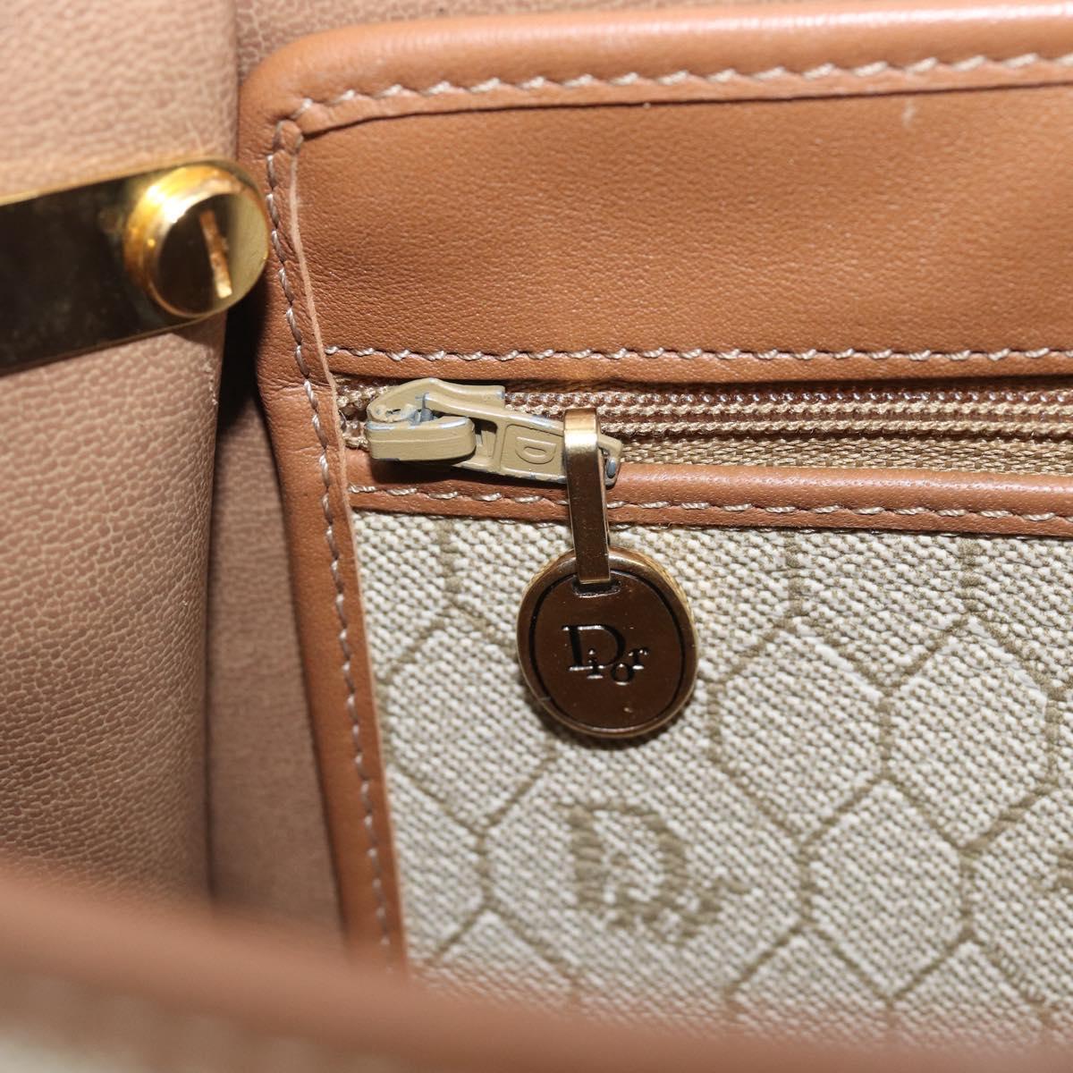 Christian Dior Honeycomb Canvas Shoulder Bag PVC Beige Gold Auth ka6648