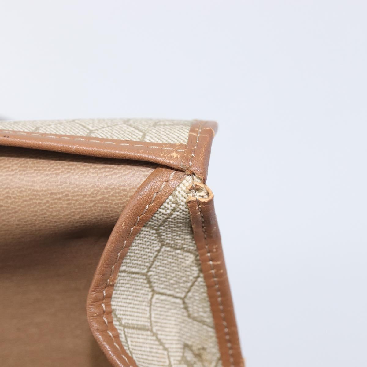 Christian Dior Honeycomb Canvas Shoulder Bag PVC Beige Gold Auth ka6648