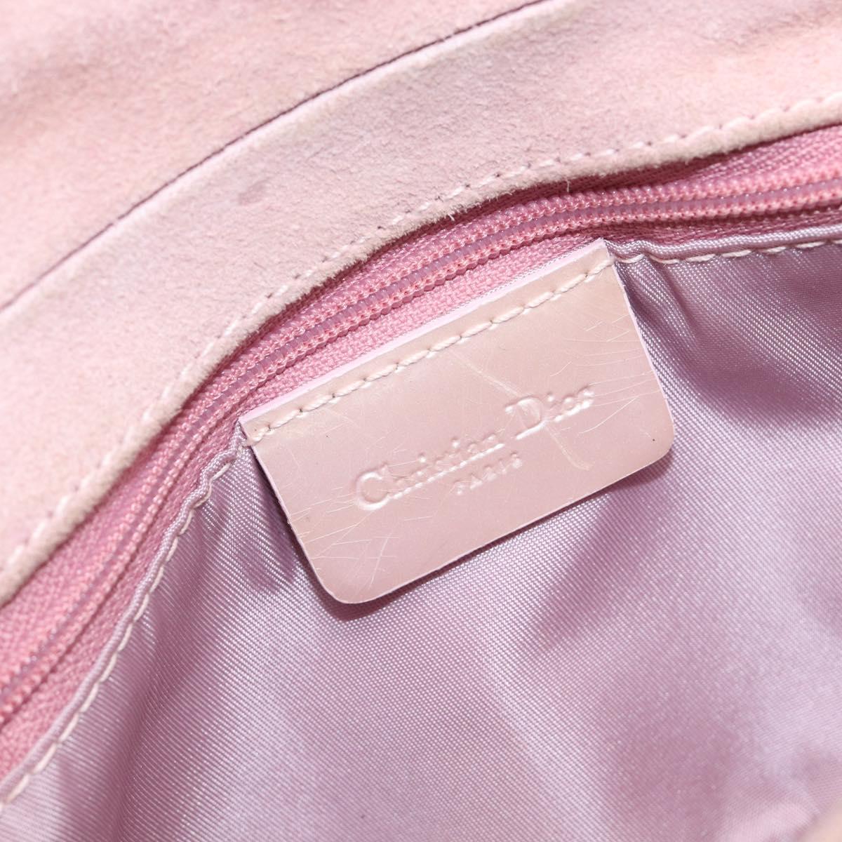 Christian Dior Maris Pearl Shoulder Bag Suede Pink Silver Auth ka6650