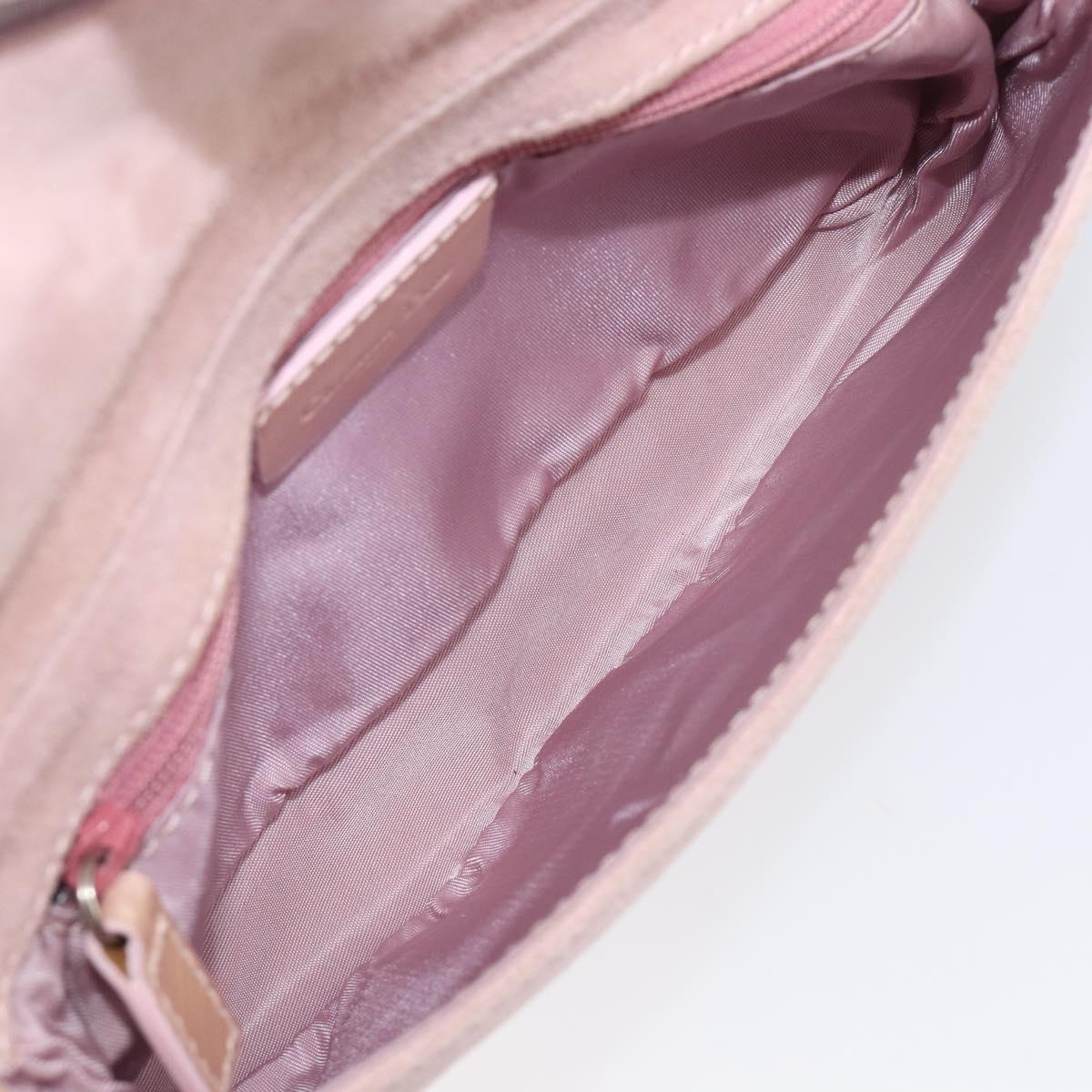 Christian Dior Maris Pearl Shoulder Bag Suede Pink Silver Auth ka6650