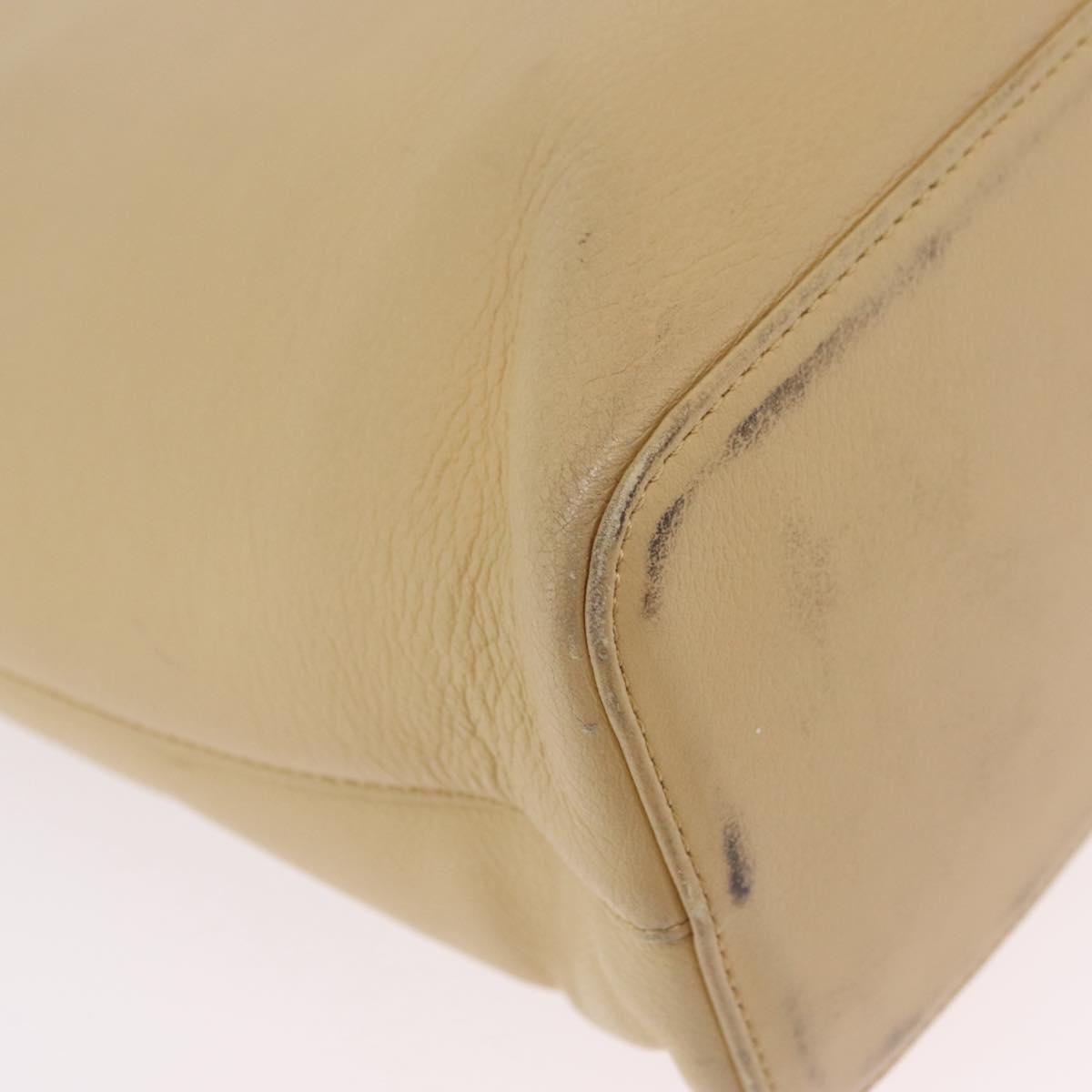 BURBERRY Tote Bag Leather Beige Gold Auth ka6651