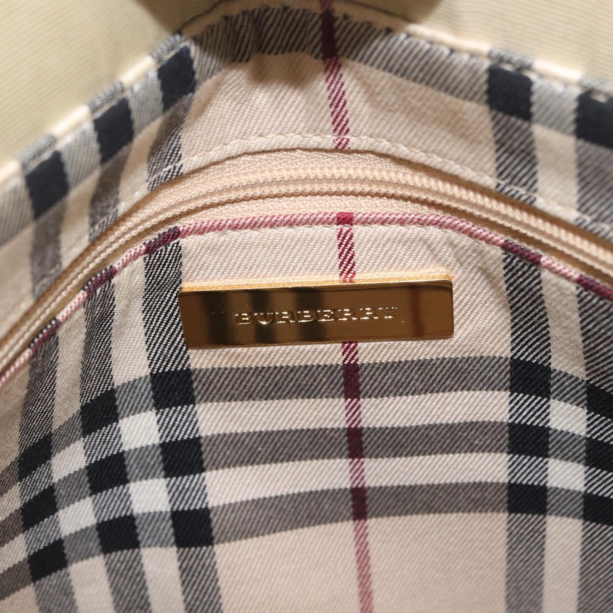 BURBERRY Tote Bag Leather Beige Gold Auth ka6651