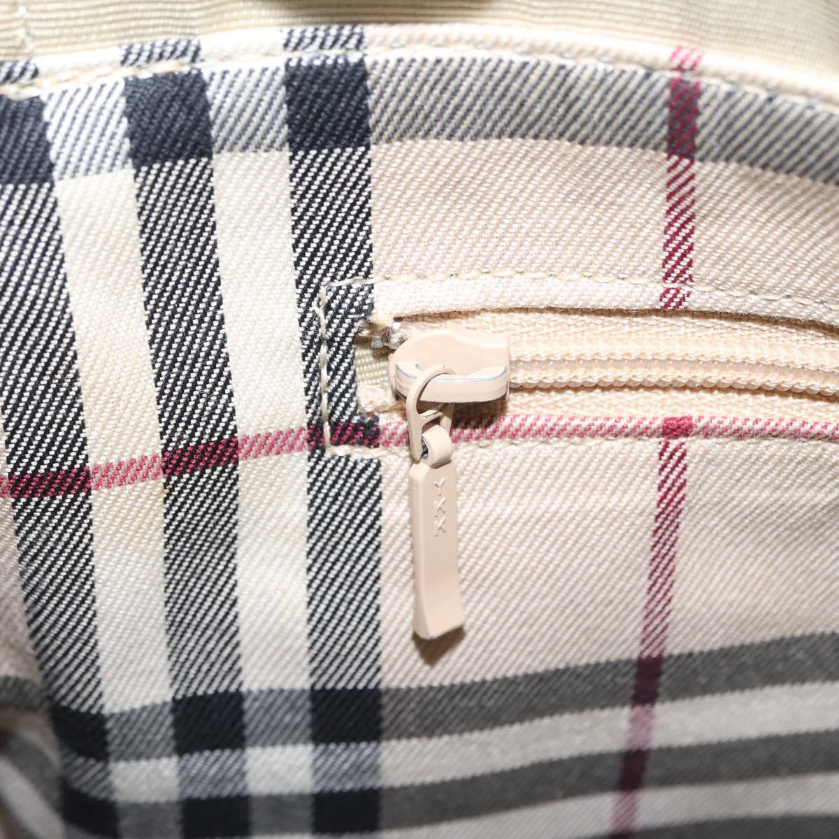 BURBERRY Tote Bag Leather Beige Gold Auth ka6651